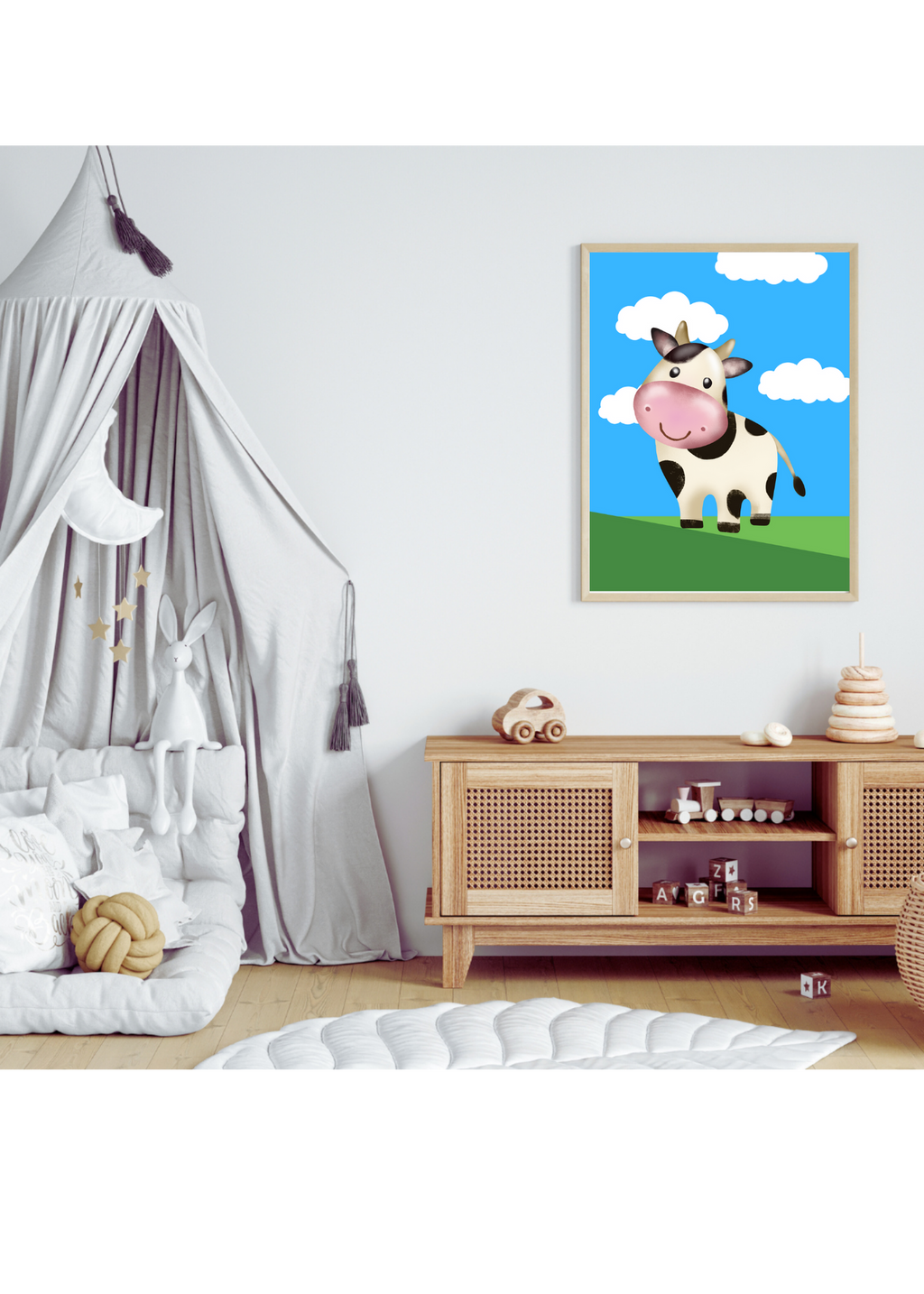 11 Cute Cow Pictures Bundle - With & Without Background - 5 Sizes for Kid's Room, Nursery & Print on Demand