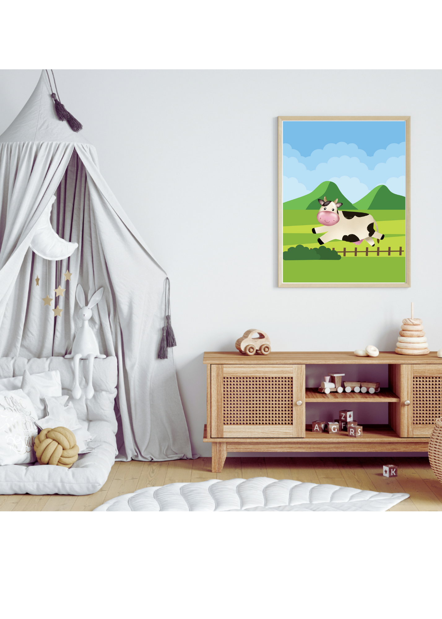 11 Cute Cow Pictures Bundle - With & Without Background - 5 Sizes for Kid's Room, Nursery & Print on Demand