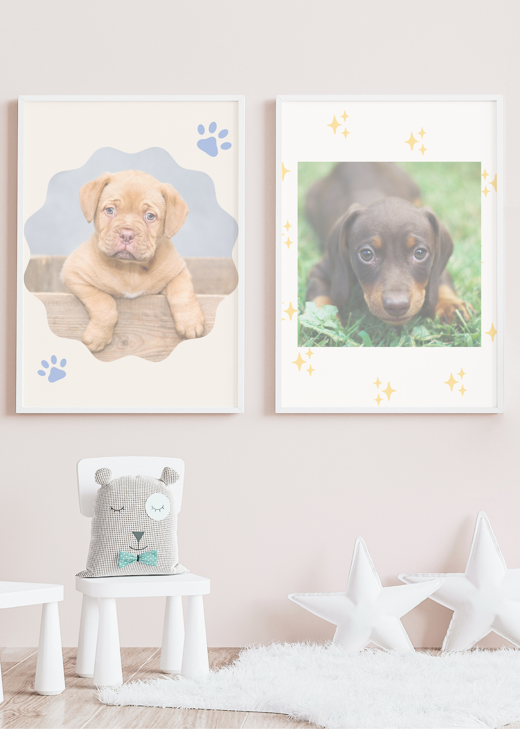19 Cute Dogs Portraits Wall Art - 2 Sizes - Kids Room & Nursery Decor - Print on Demand - Instant Download
