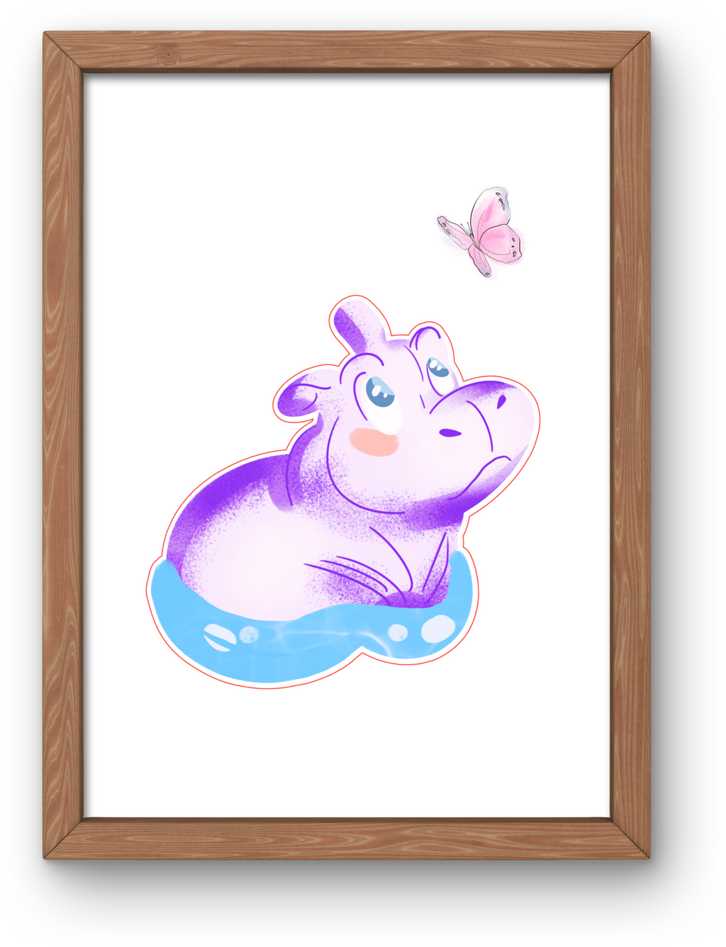Cute Hippo Portrait - Digital Download for Kids' Room Decor & Print on Demand
