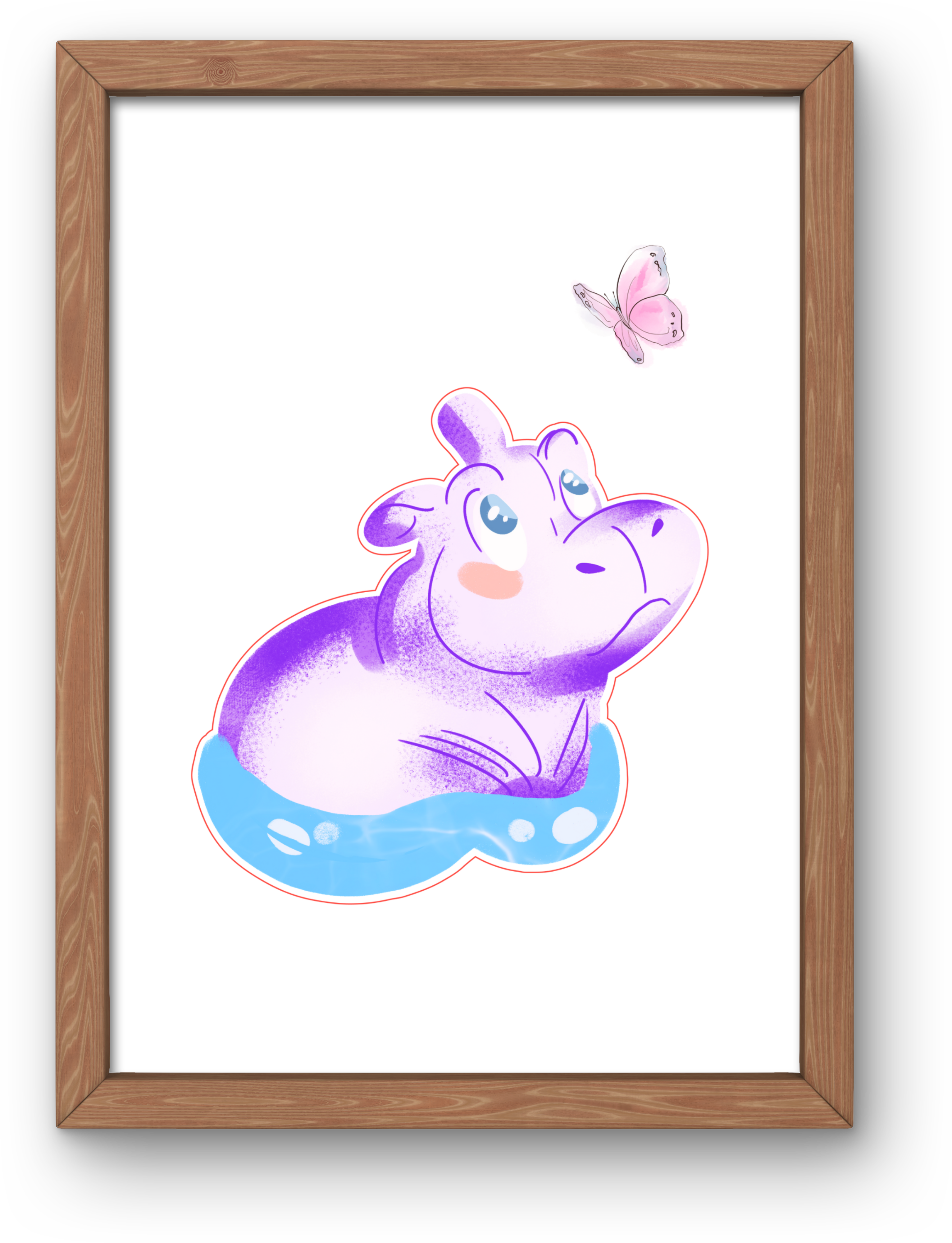cute hippo portrait for babies and kids' room, suitable gifts