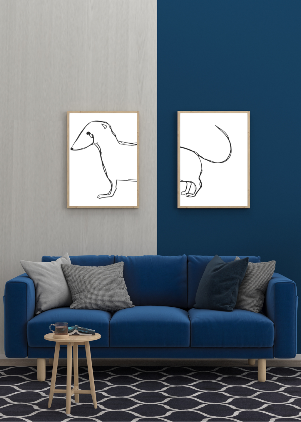 Dog in Half Wall Art - Modern Pet Decor - Home & Kids Room - Print on Demand - Instant Download