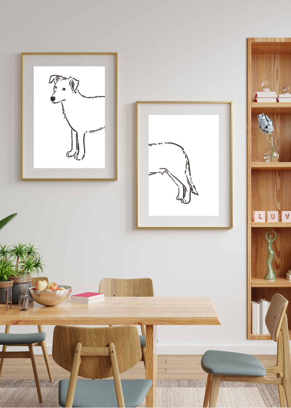 Dog in Half Wall Art - Modern Pet Decor - Home & Kids Room - Print on Demand - Instant Download