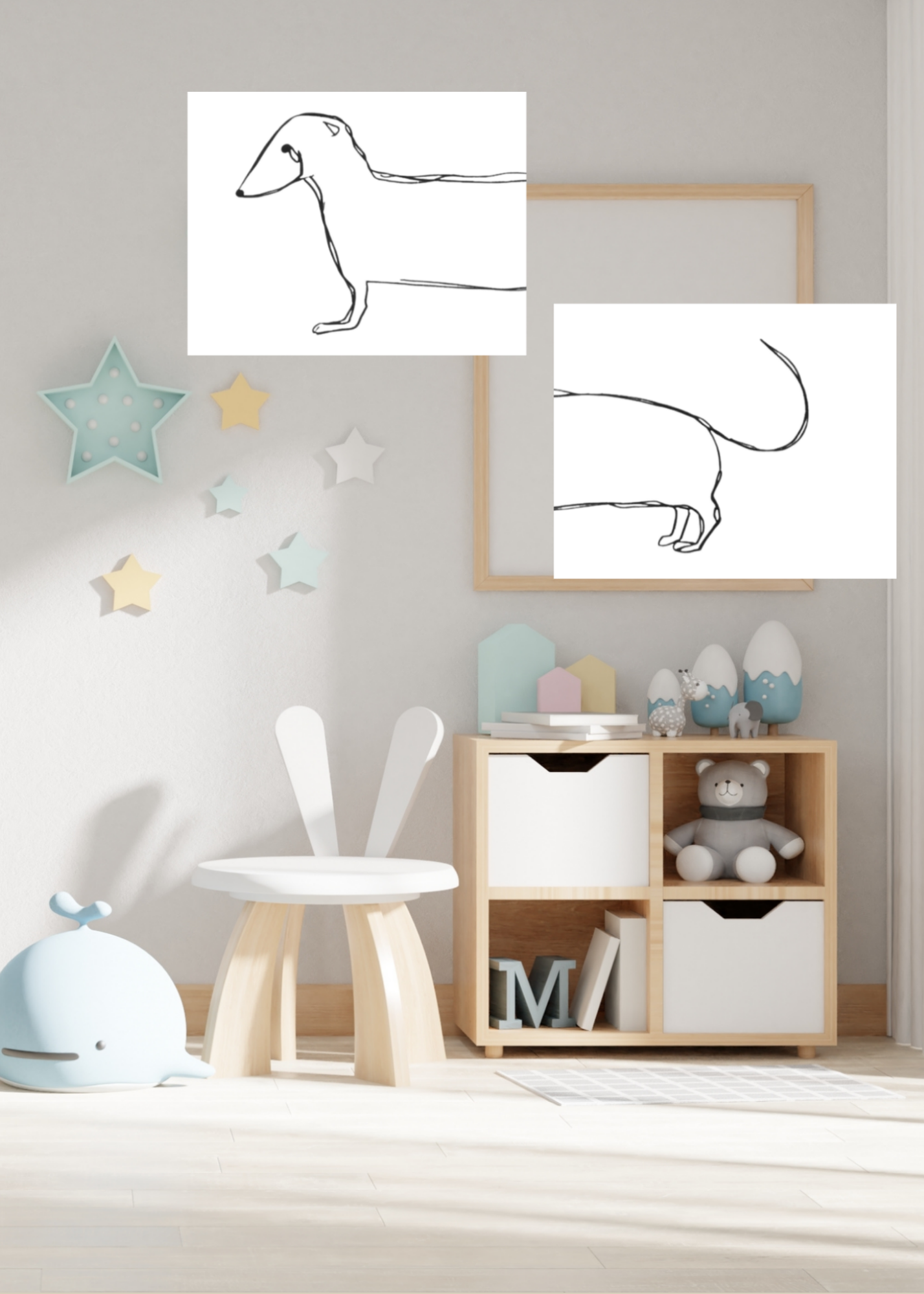 Dog in Half Wall Art - Modern Pet Decor - Home & Kids Room - Print on Demand - Instant Download