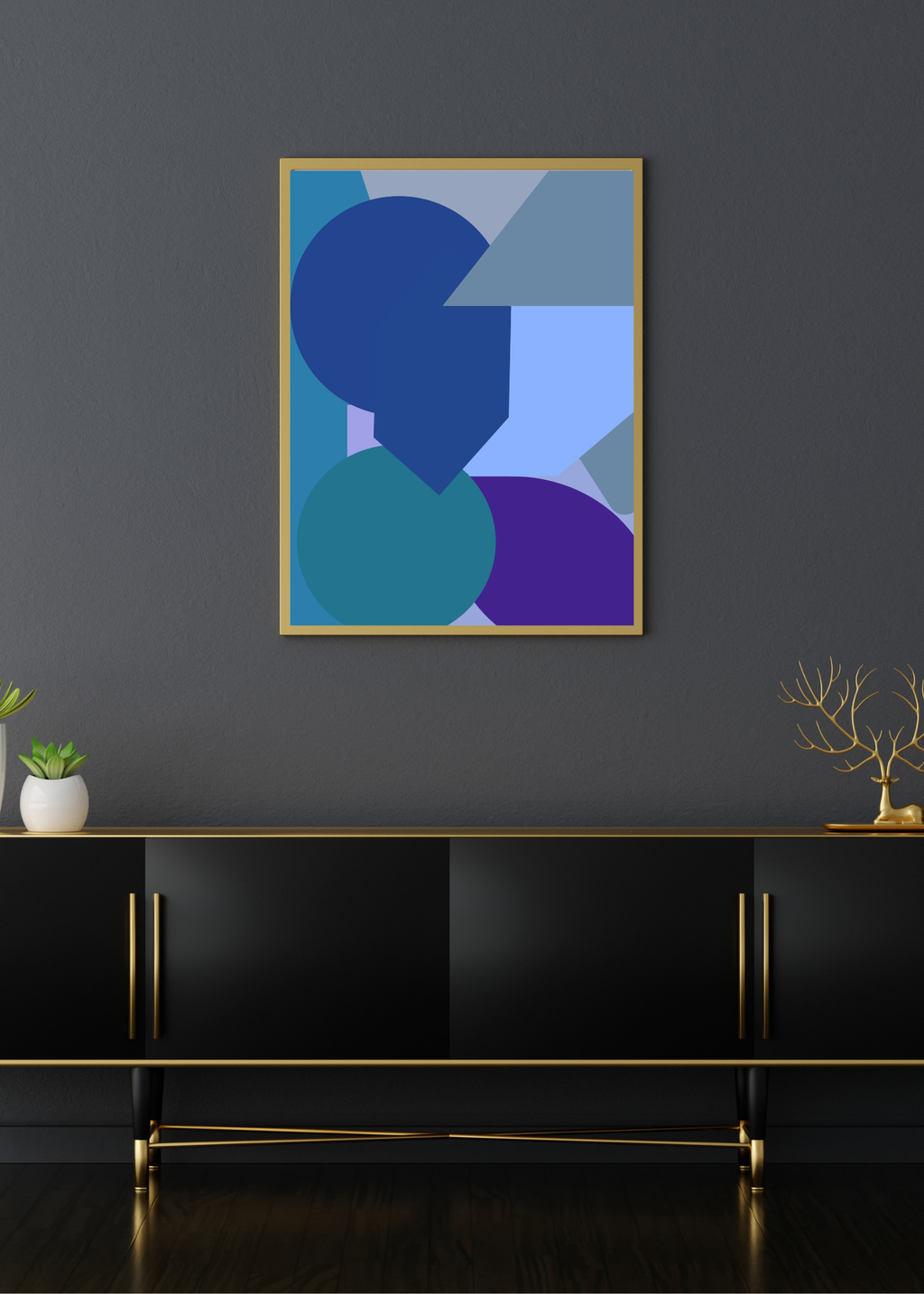 4 Geometric Shapes Wall Art - Modern Abstract Decor & Print on Demand