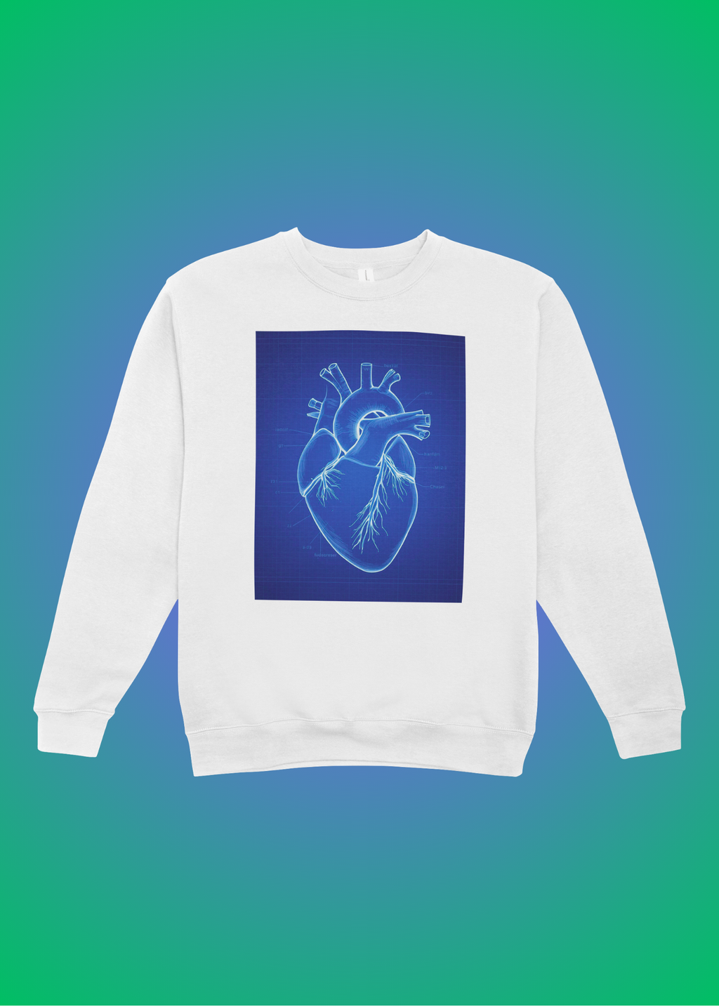Heart Blueprint Wall Art - 36x36 inch - Office & Home Decor - Print on Demand - Instant Download