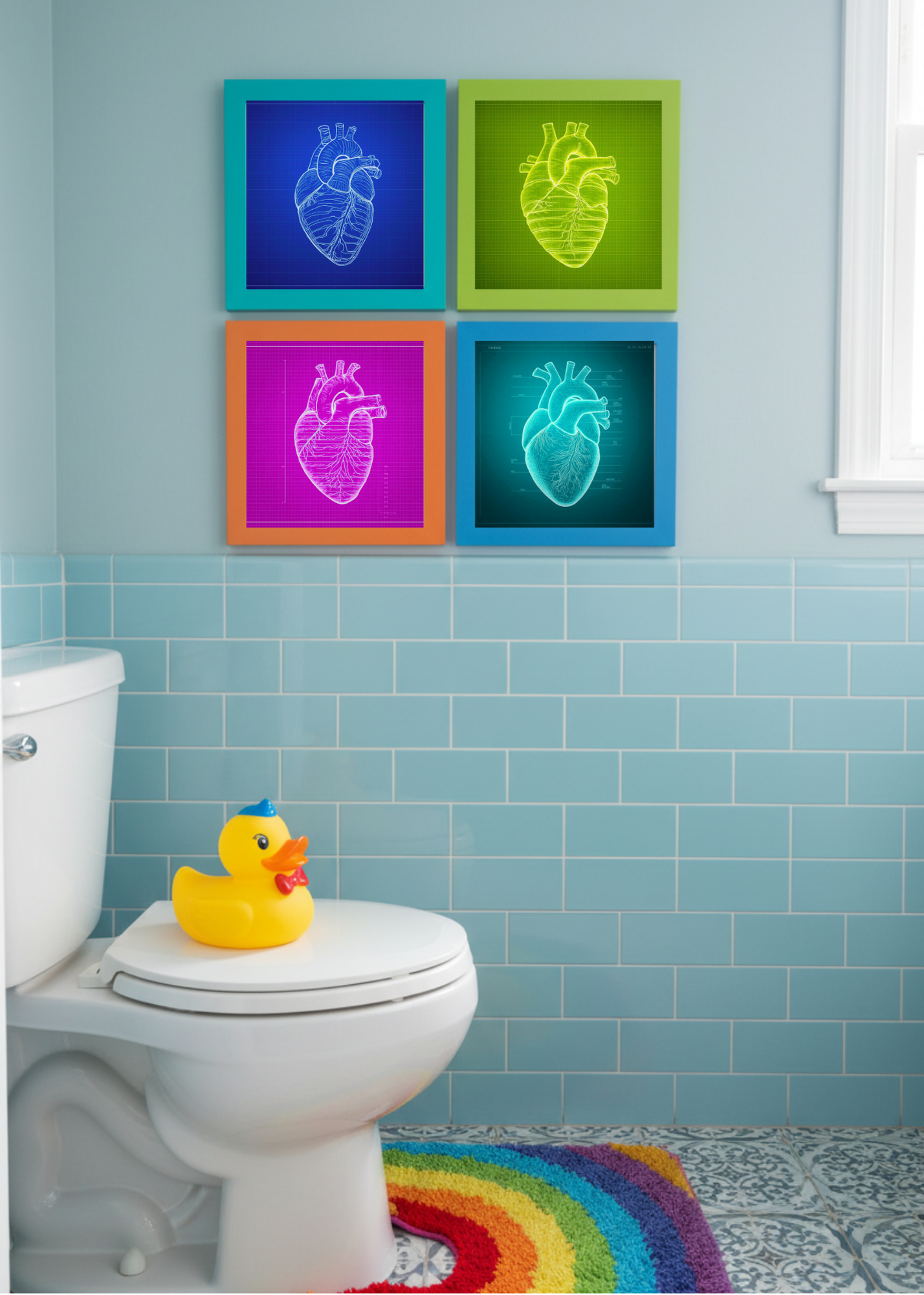 Heart Blueprint Wall Art - 36x36 inch - Office & Home Decor - Print on Demand - Instant Download