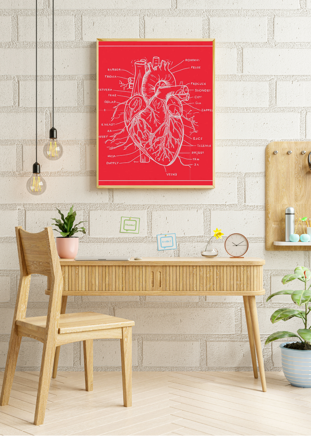 Heart Blueprint Wall Art - 36x36 inch - Office & Home Decor - Print on Demand - Instant Download
