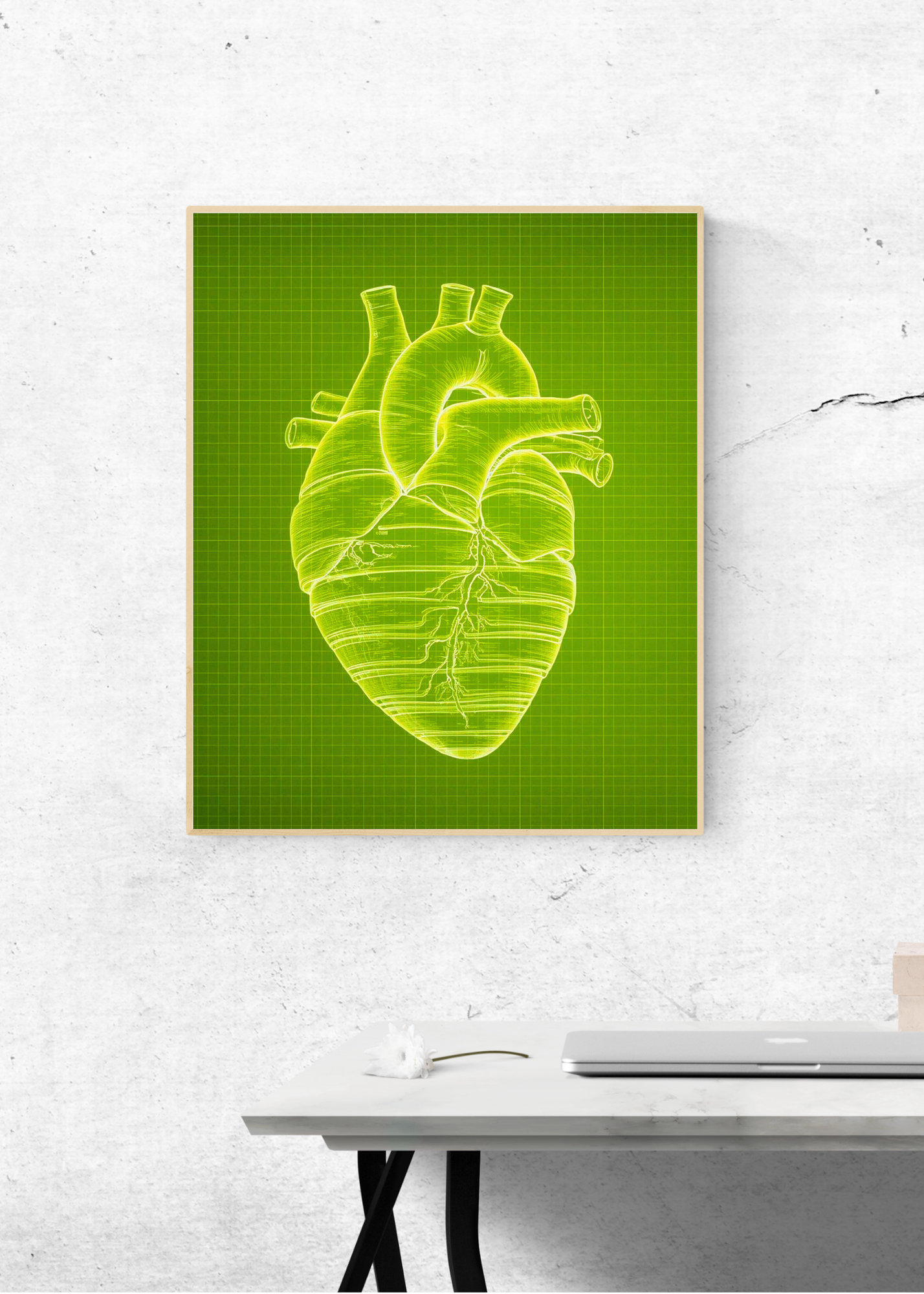 Heart Blueprint Wall Art - 36x36 inch - Office & Home Decor - Print on Demand - Instant Download