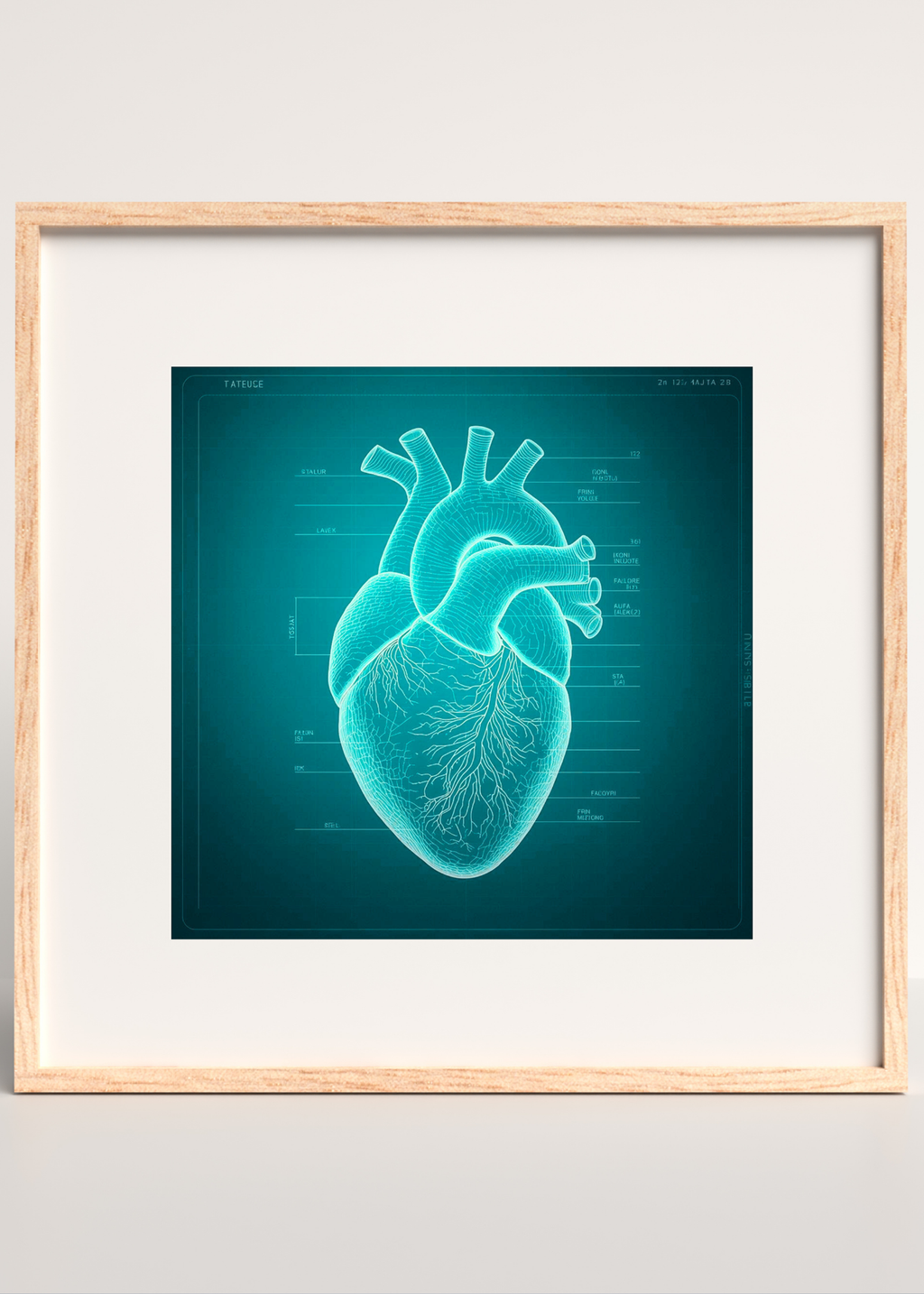 Heart Blueprint Wall Art - 36x36 inch - Office & Home Decor - Print on Demand - Instant Download