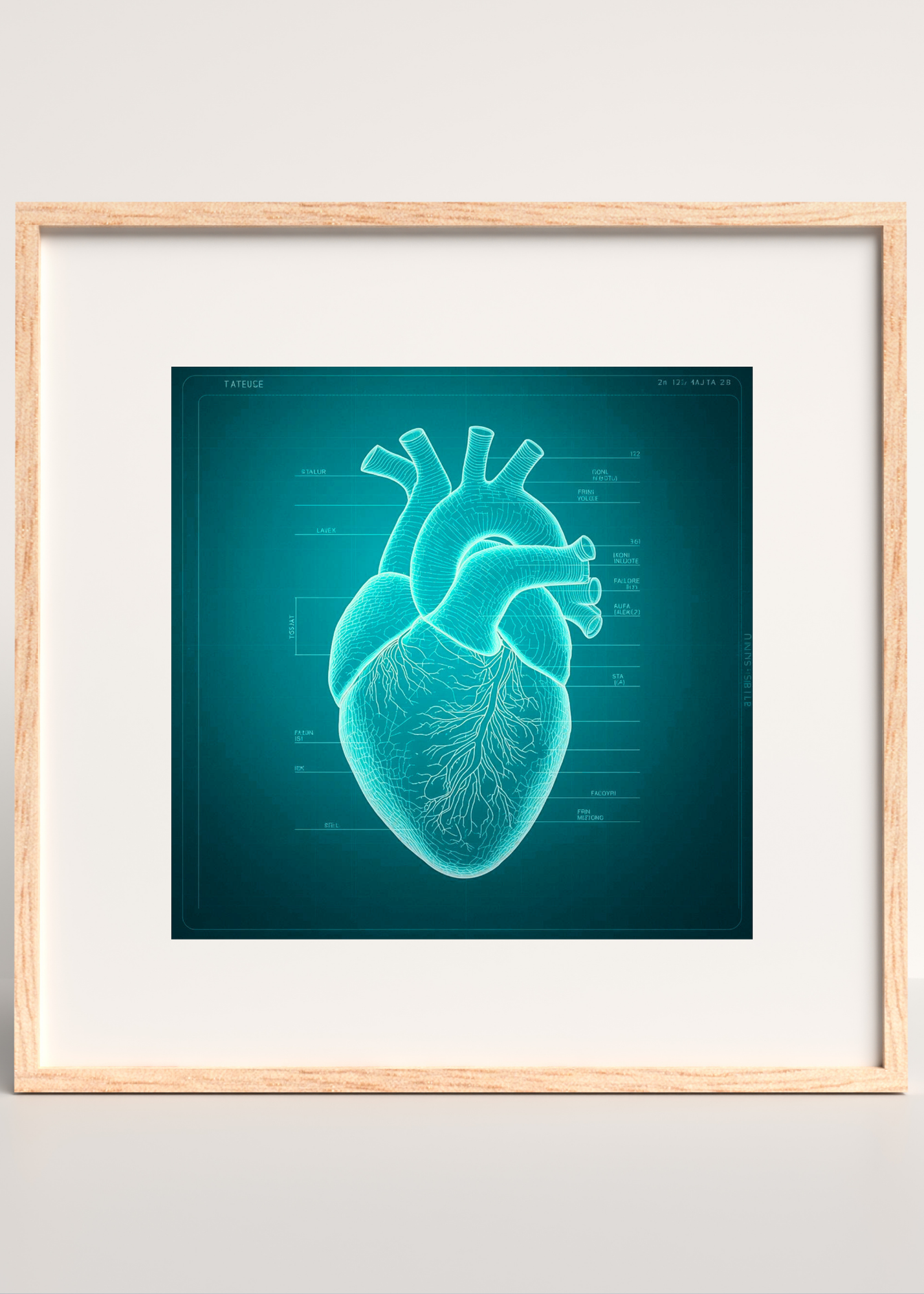 Heart Blueprint Wall Art - 36x36 inch - Office & Home Decor - Print on Demand - Instant Download