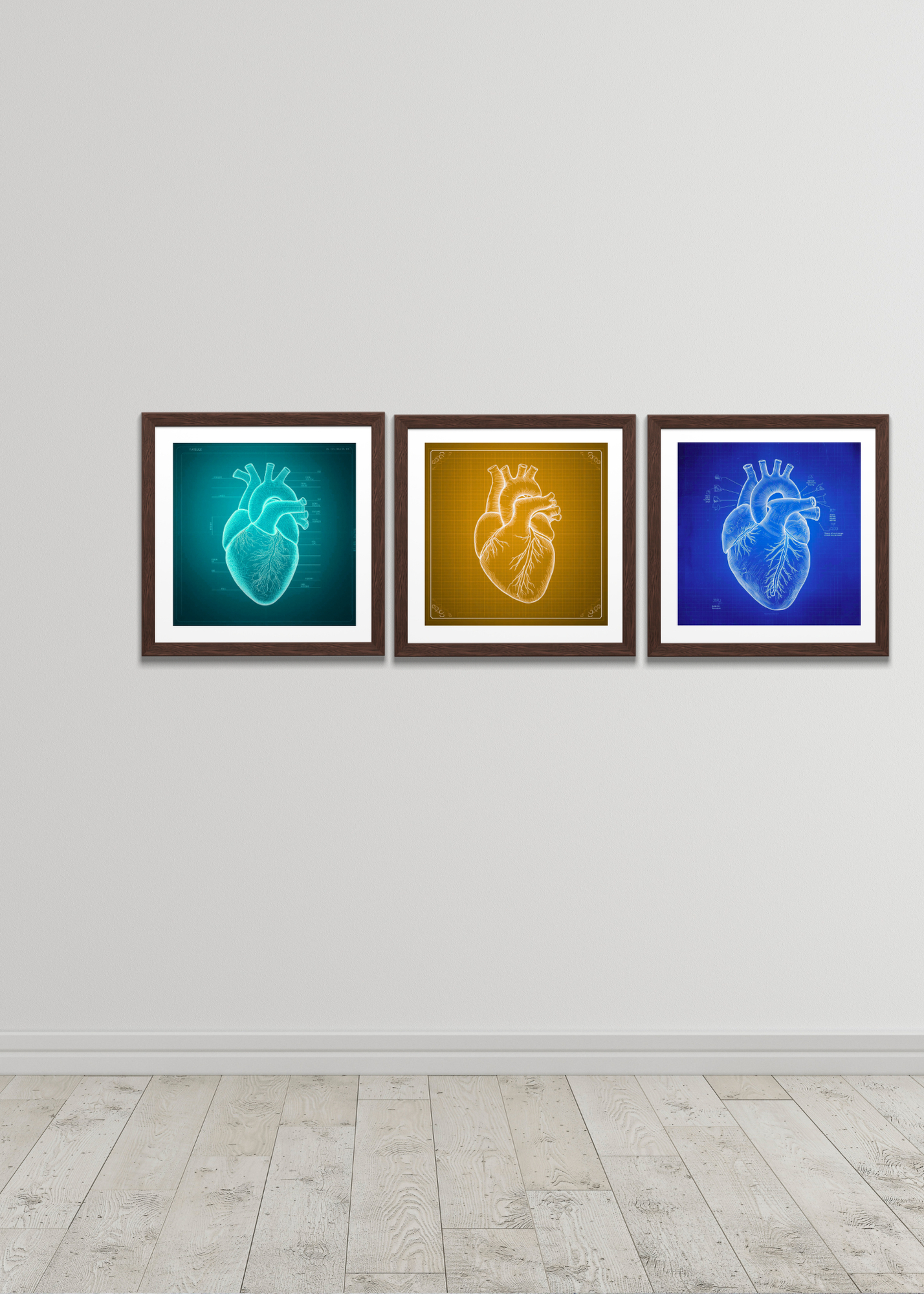 Heart Blueprint Wall Art - 36x36 inch - Office & Home Decor - Print on Demand - Instant Download