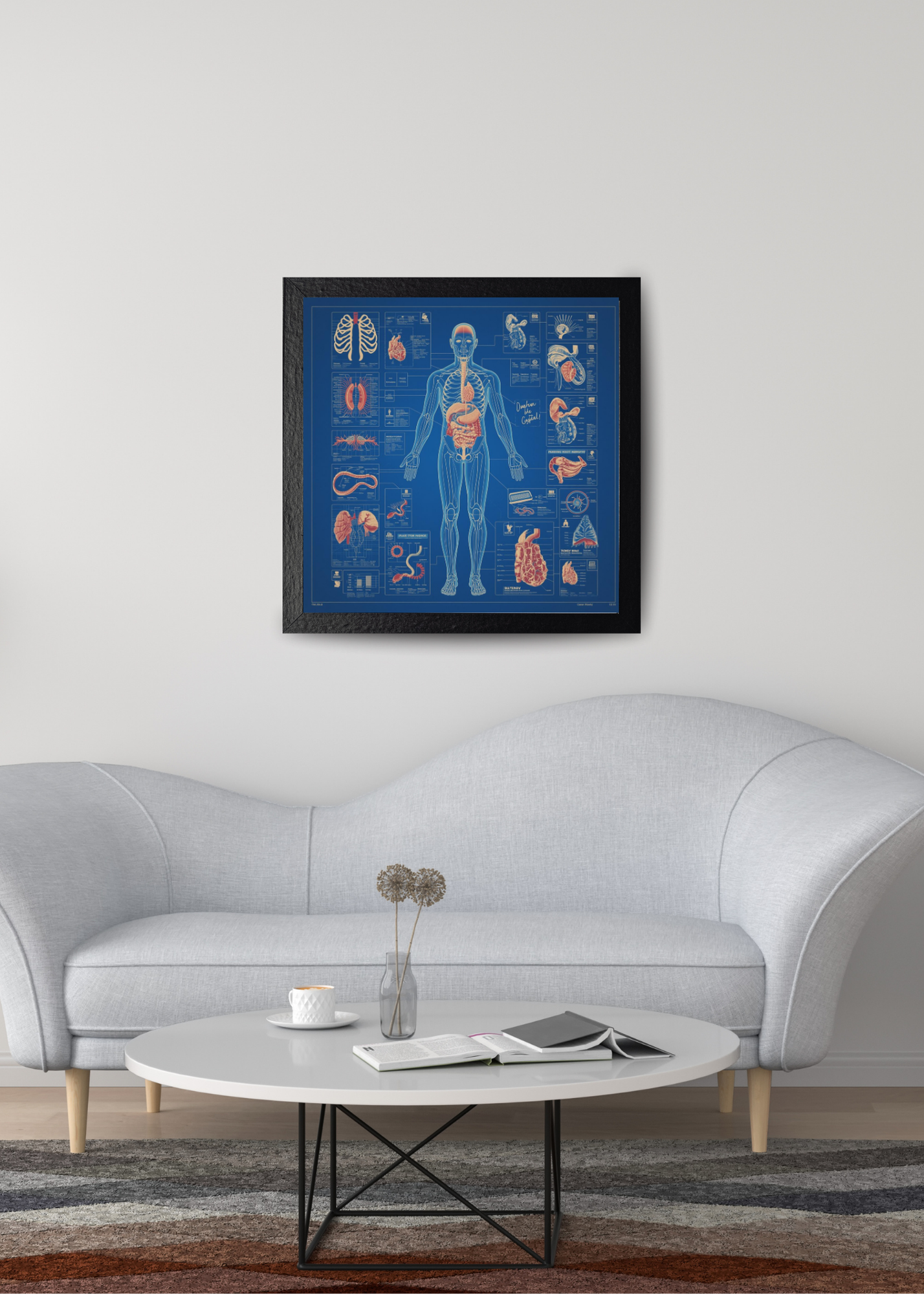 18 Human Anatomy Blueprint Wall Art - Medical Decor & Print on Demand - Instant Download