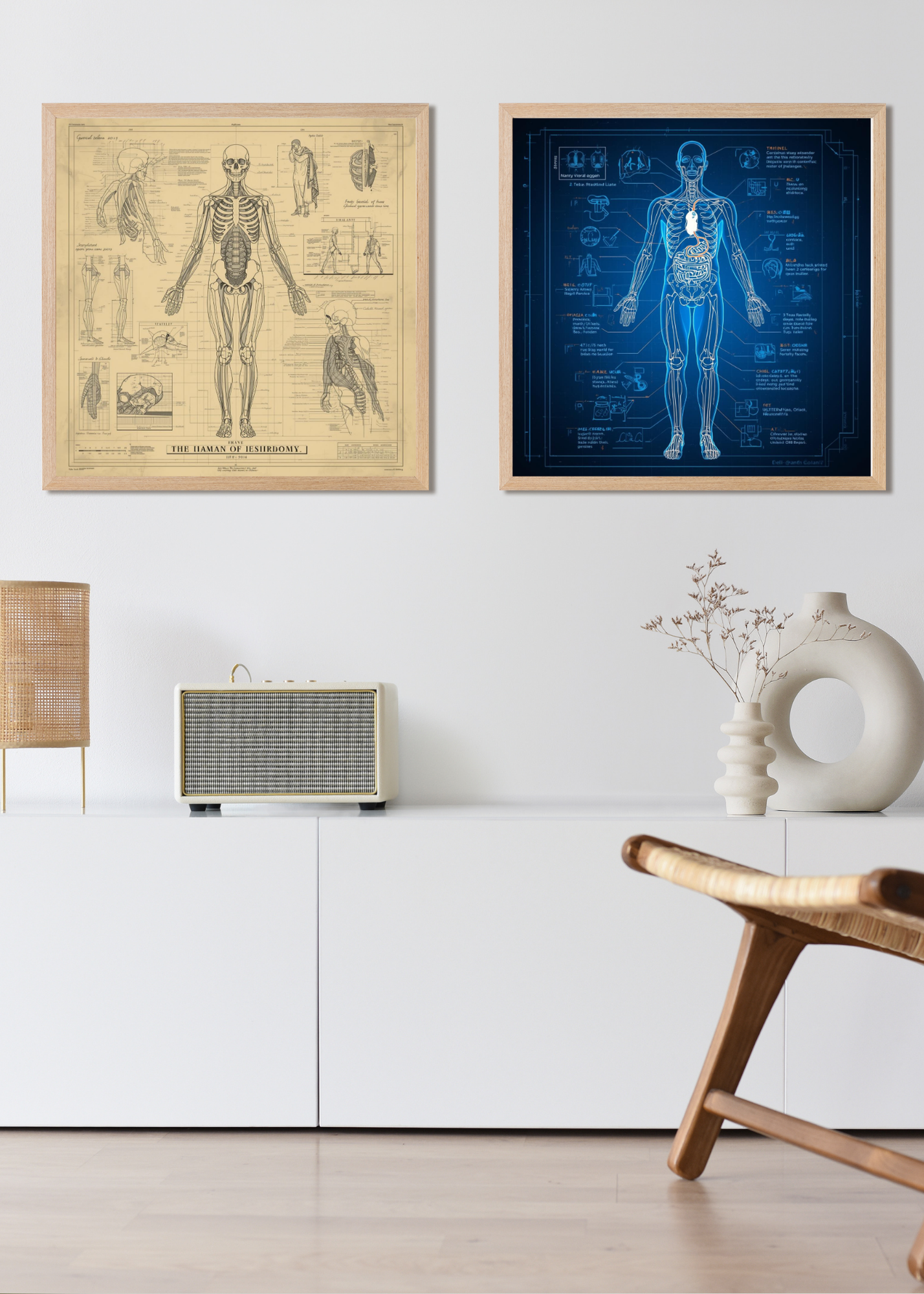 18 Human Anatomy Blueprint Wall Art - Medical Decor & Print on Demand - Instant Download