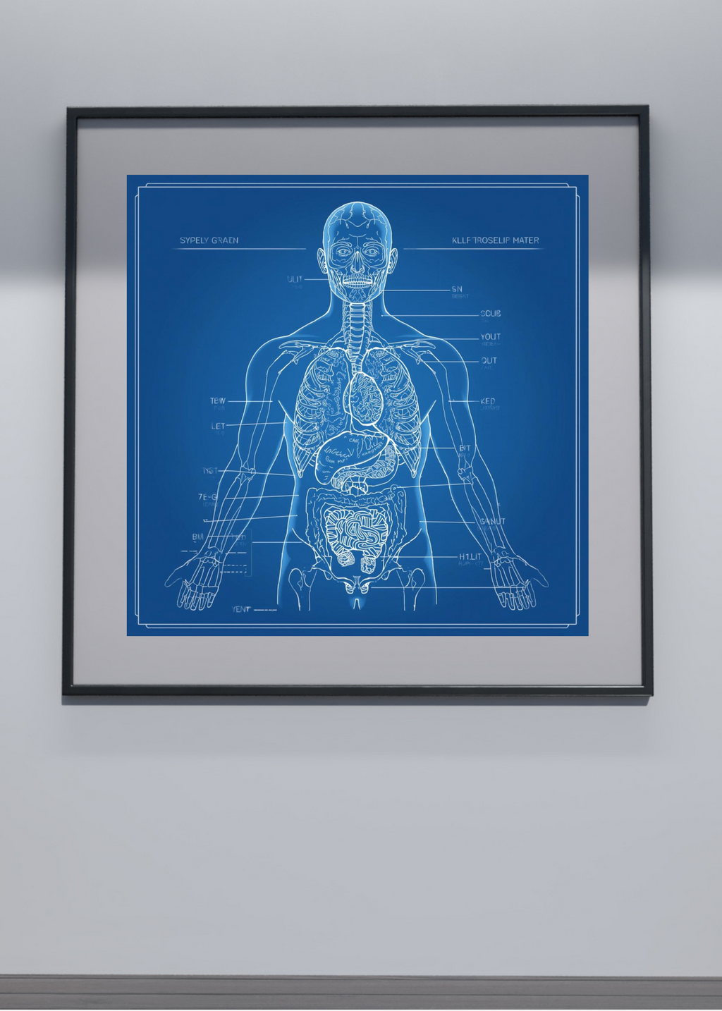 18 Human Anatomy Blueprint Wall Art - Medical Decor & Print on Demand - Instant Download