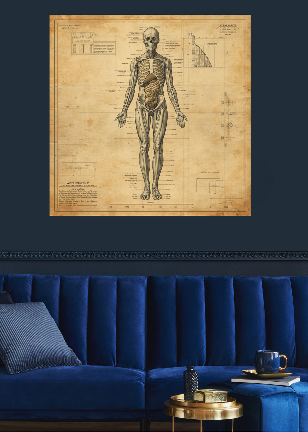 18 Human Anatomy Blueprint Wall Art - Medical Decor & Print on Demand - Instant Download