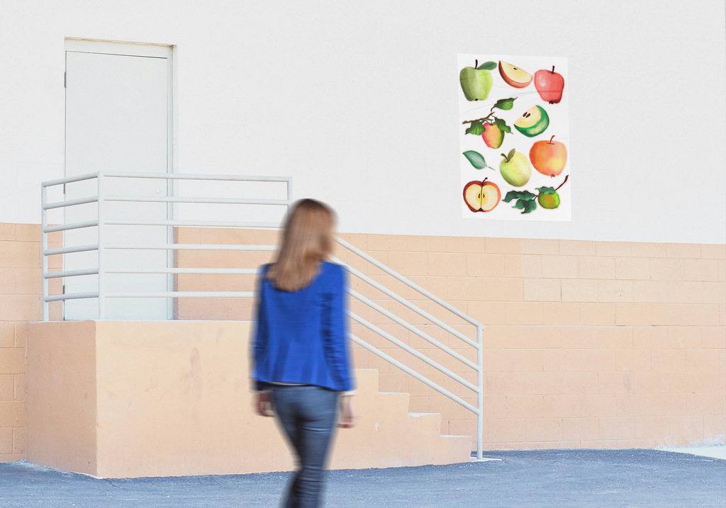 Cartoon Apple Portrait - 5 Sizes Bundle for Home Decor, Kid's Room & Print on Demand