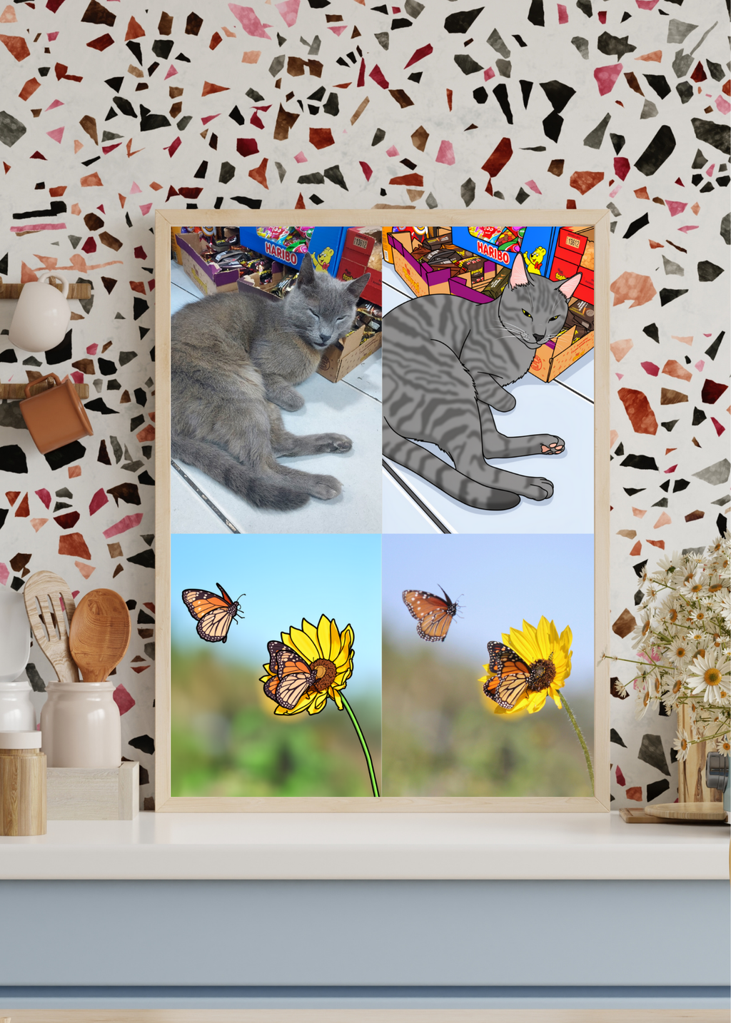 15 Animals Wall Art Bundle - Cartoon & Real Portraits - Instant Download