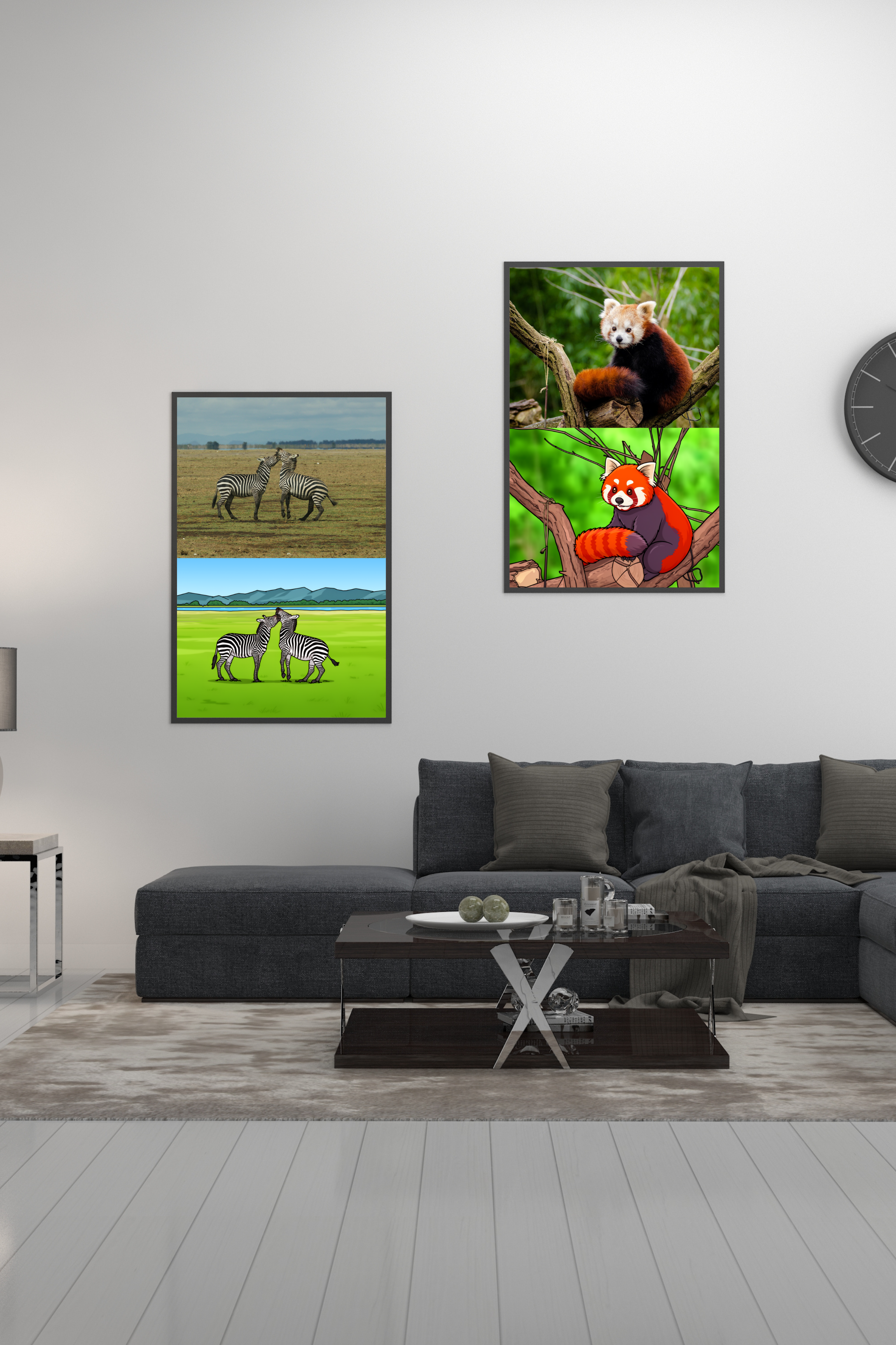 15 Animals Wall Art Bundle - Cartoon & Real Portraits - Instant Download