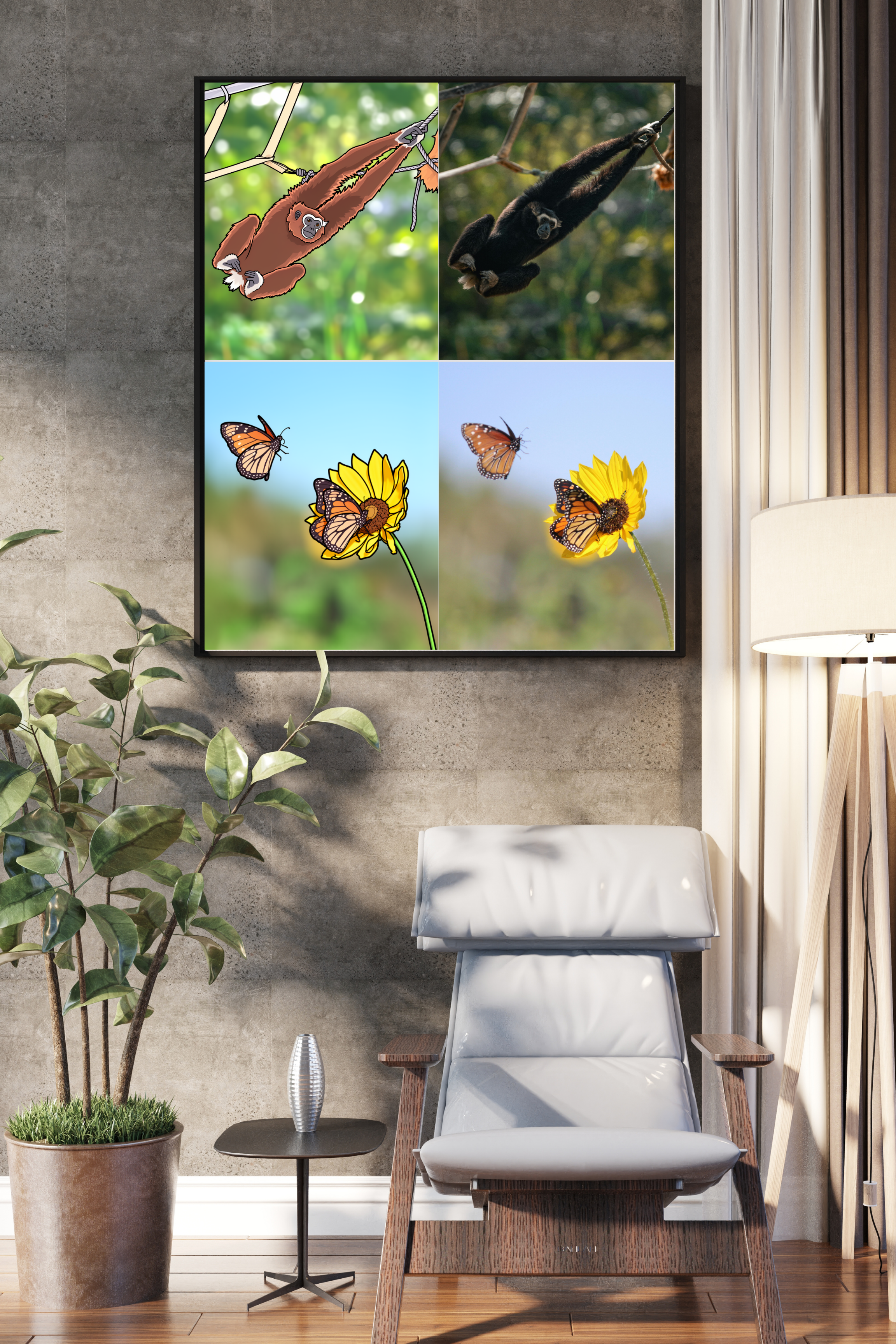 15 Animals Wall Art Bundle - Cartoon & Real Portraits - Instant Download