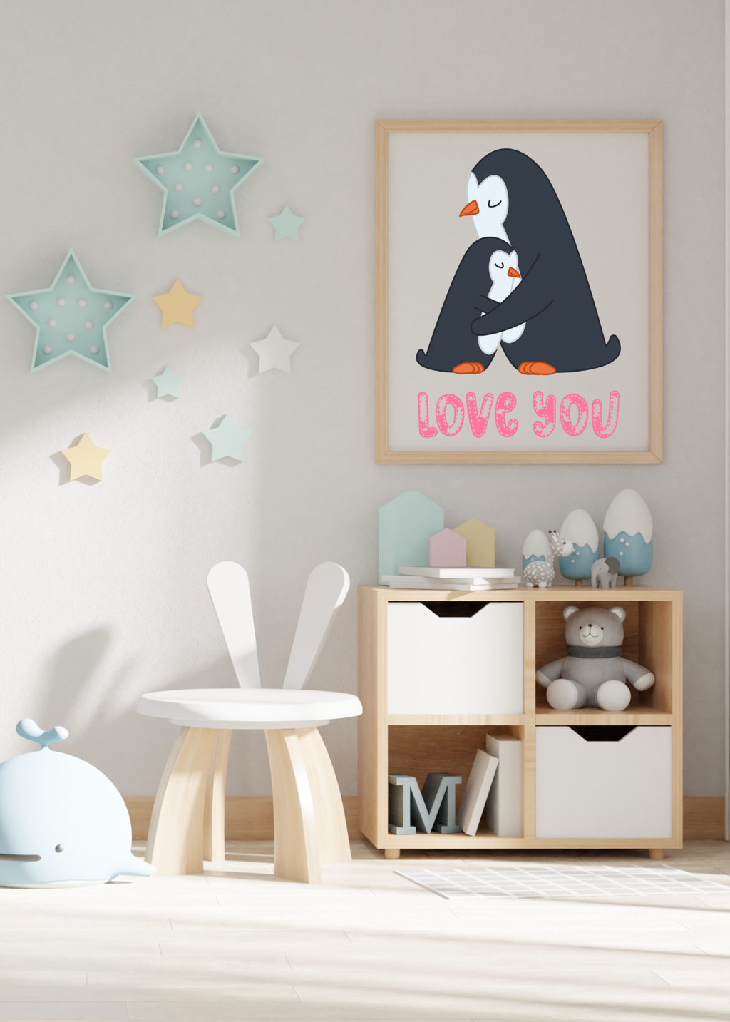 Kids Room Wall Art & Print on Demand- 5 Cute Animal Prints Bundle (Bears, Penguins, Whales, Dinosaurs, Girls)