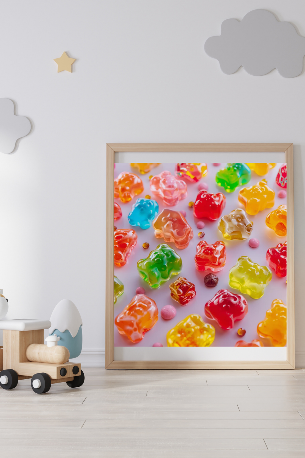 16 Gummy Bear Pictures Bundle - 5 Sizes for Kids Room, Nursery, Home Decor & Print on Demand