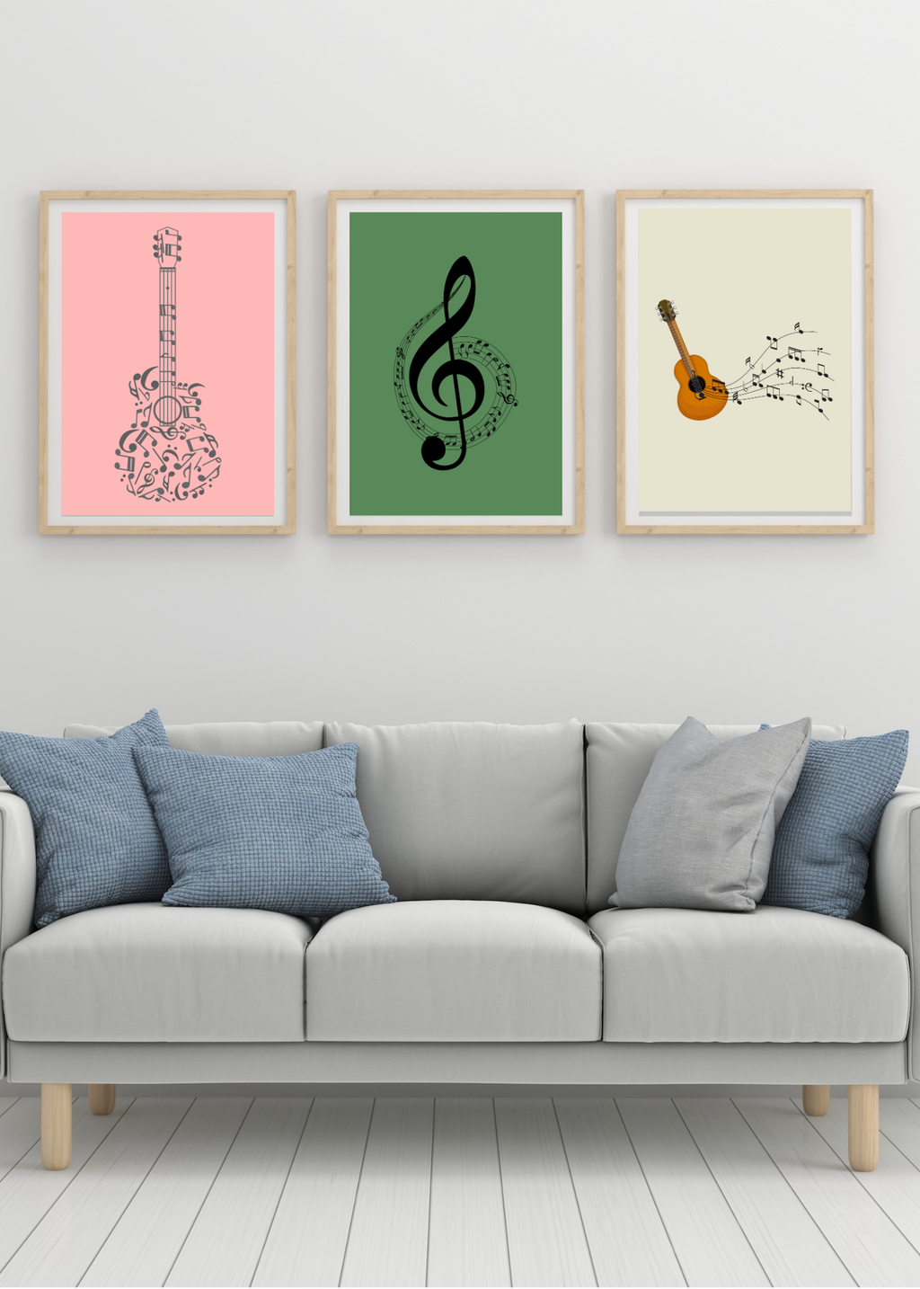 Music Notes Wall Art - 2 Sizes - Home & Studio Decor - Print on Demand - Instant Download