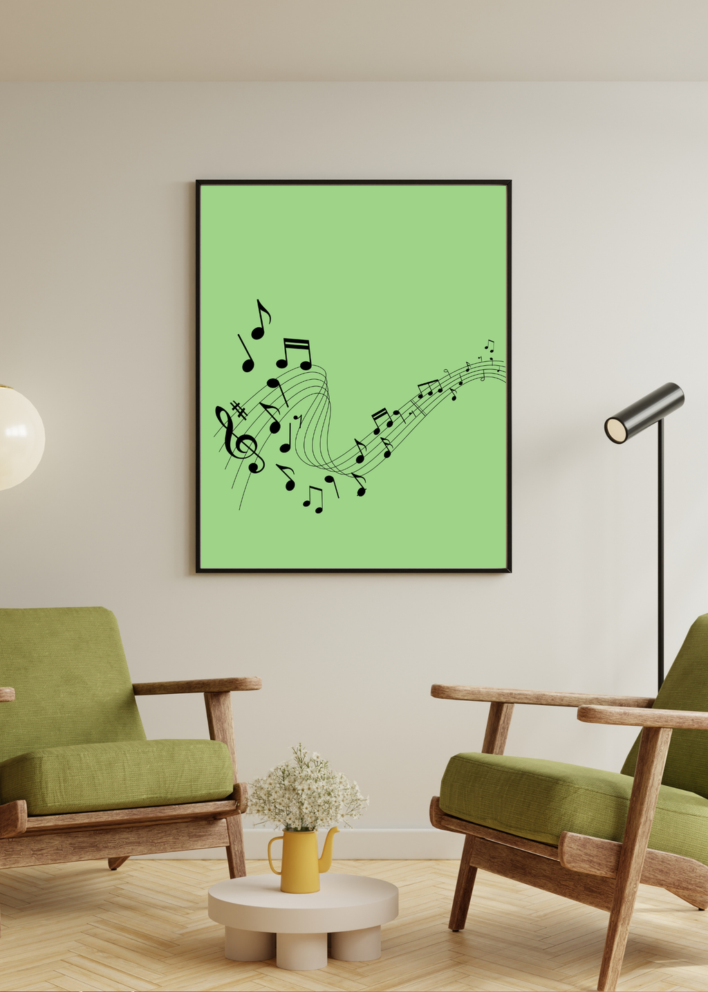 Music Notes Wall Art - 2 Sizes - Home & Studio Decor - Print on Demand - Instant Download