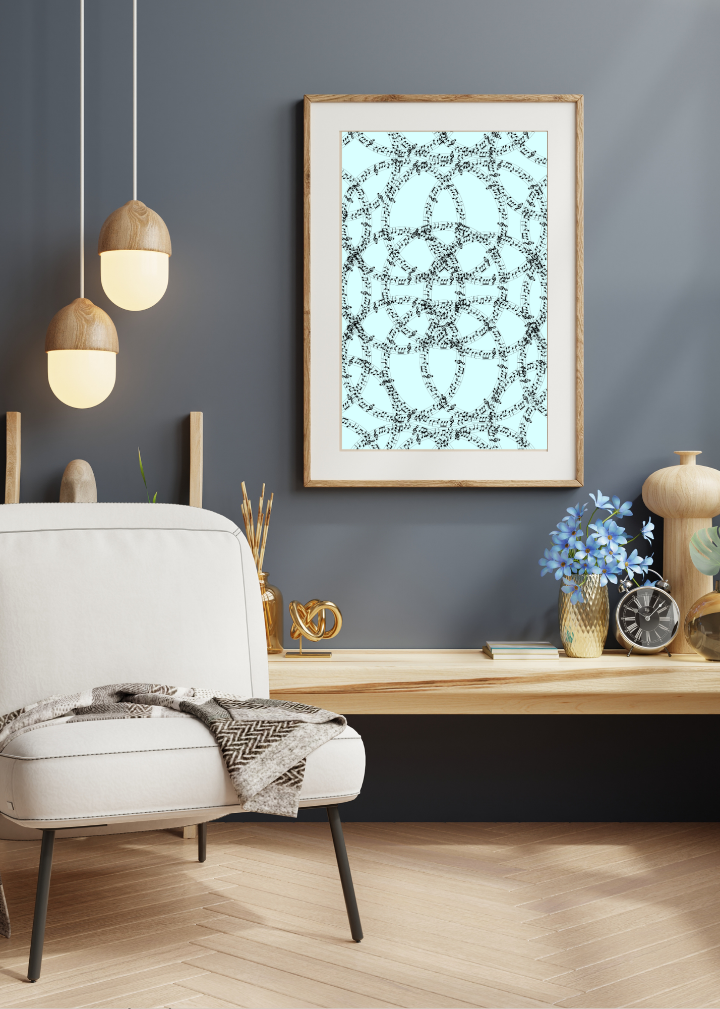 Music Notes Wall Art - 2 Sizes - Home & Studio Decor - Print on Demand - Instant Download