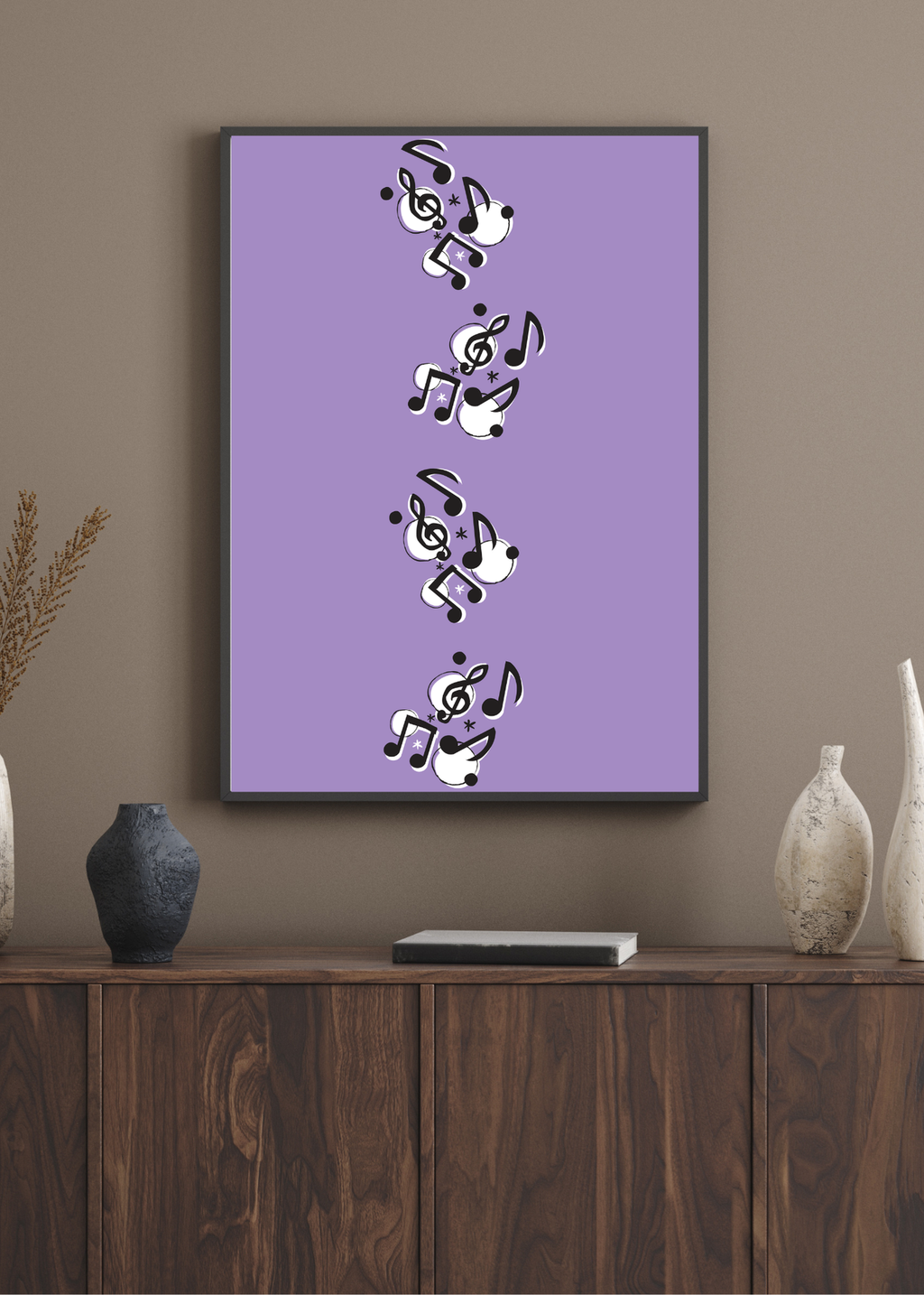 Music Notes Wall Art - 2 Sizes - Home & Studio Decor - Print on Demand - Instant Download