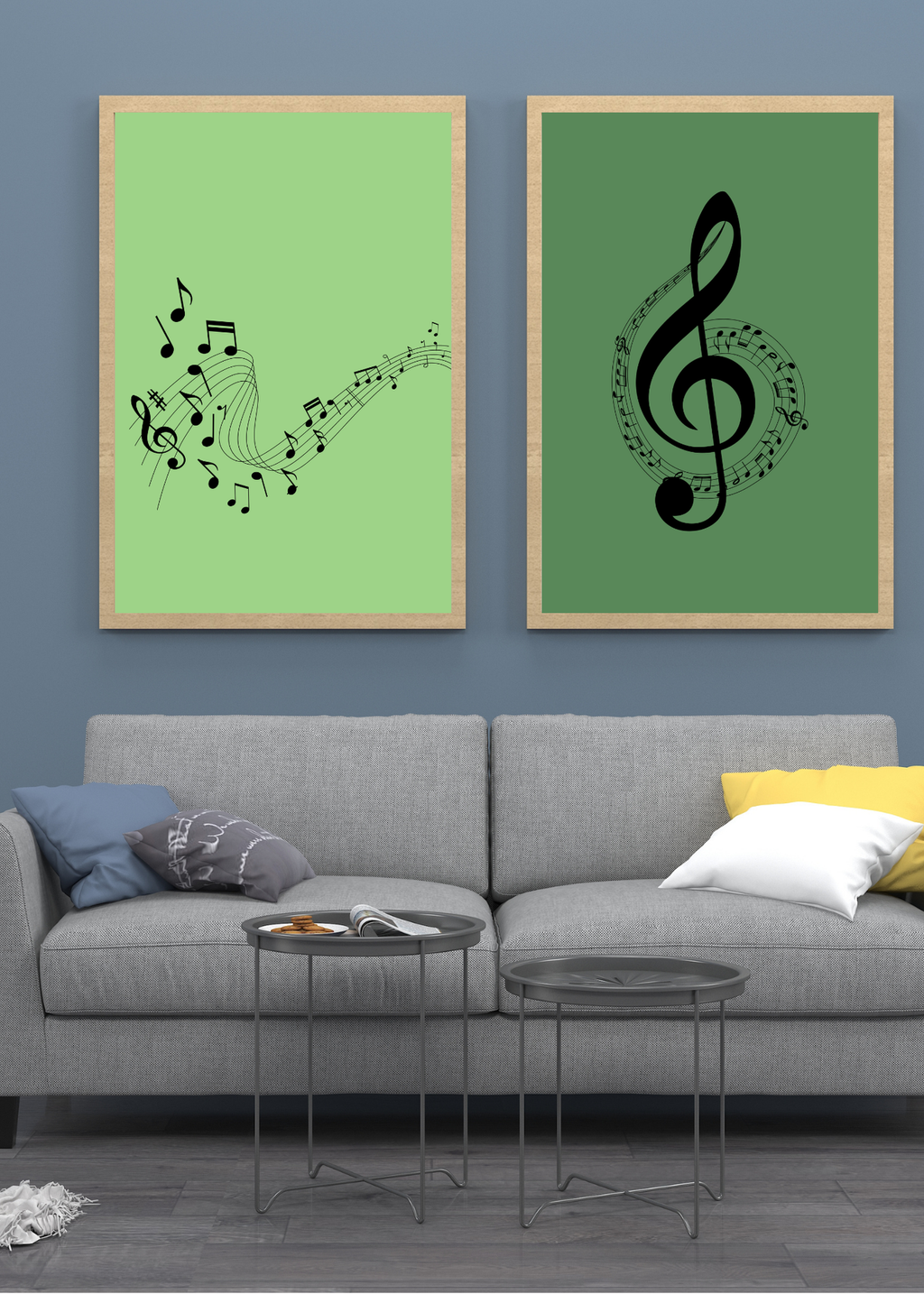 Music Notes Wall Art - 2 Sizes - Home & Studio Decor - Print on Demand - Instant Download
