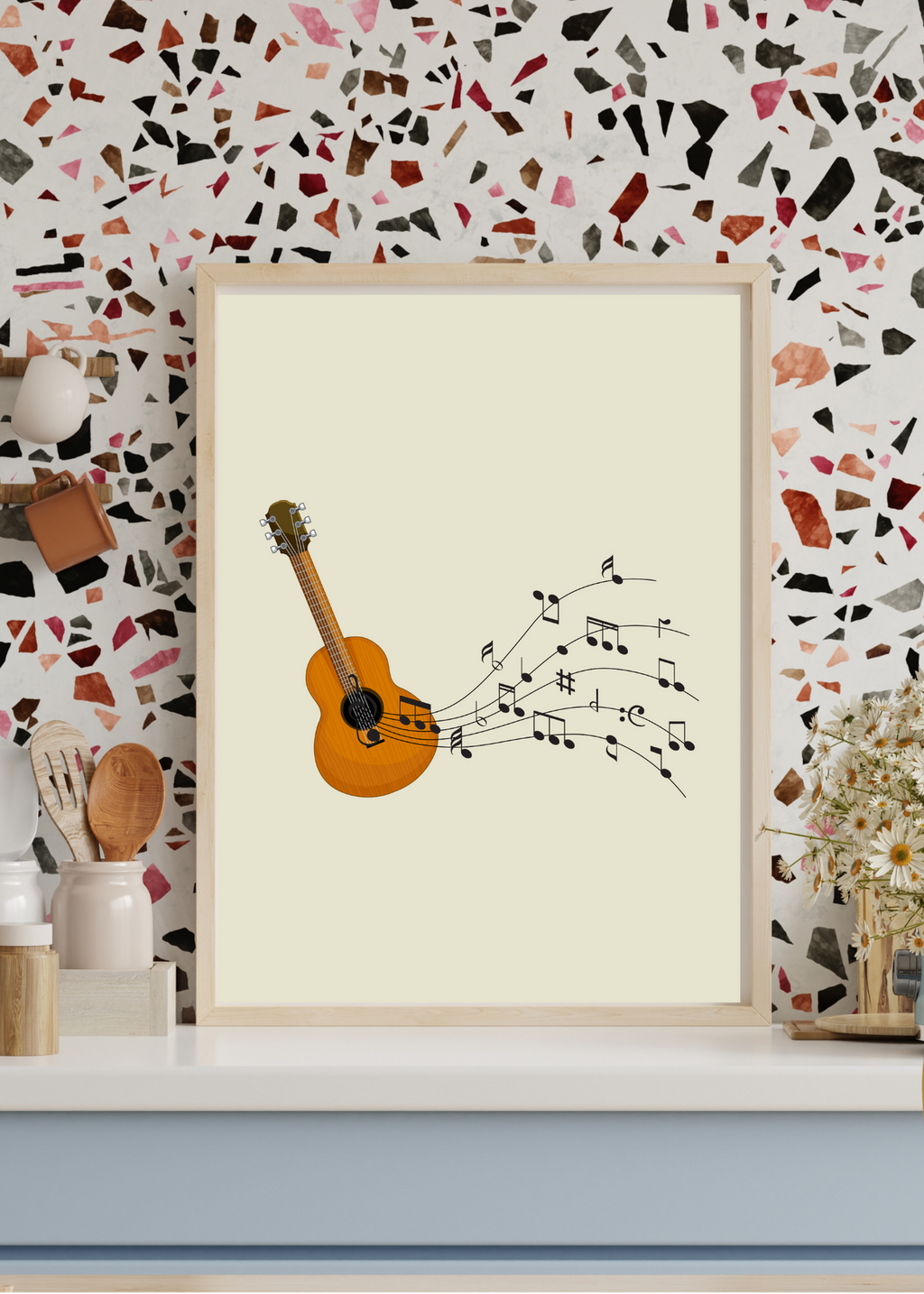 Music Notes Wall Art - 2 Sizes - Home & Studio Decor - Print on Demand - Instant Download