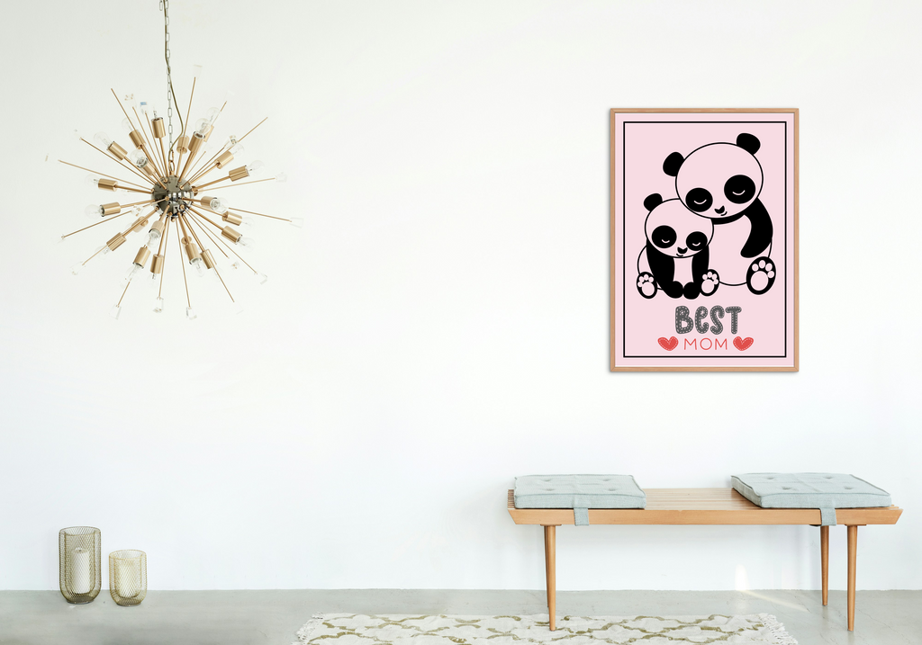 2 Cartoon Panda Wall Art - Blue & Pink Backgrounds for Babies & Kids' Room & Print on Demand
