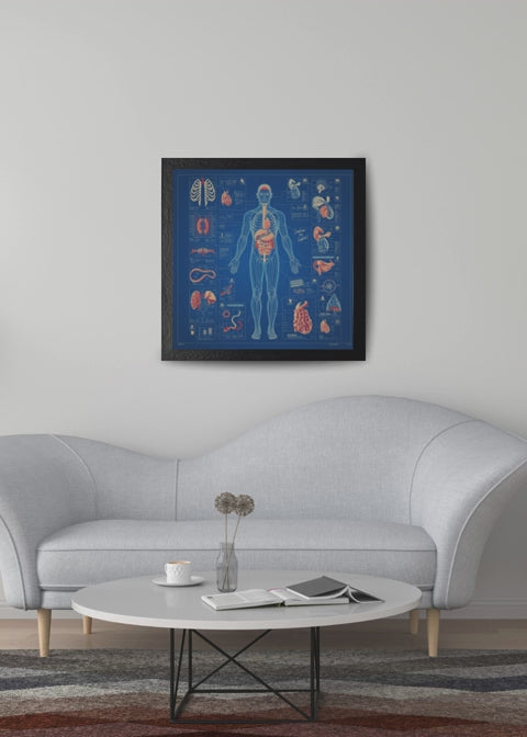 18 Human Anatomy Blueprint Wall Art - Medical Decor & Print on Demand - Instant Download