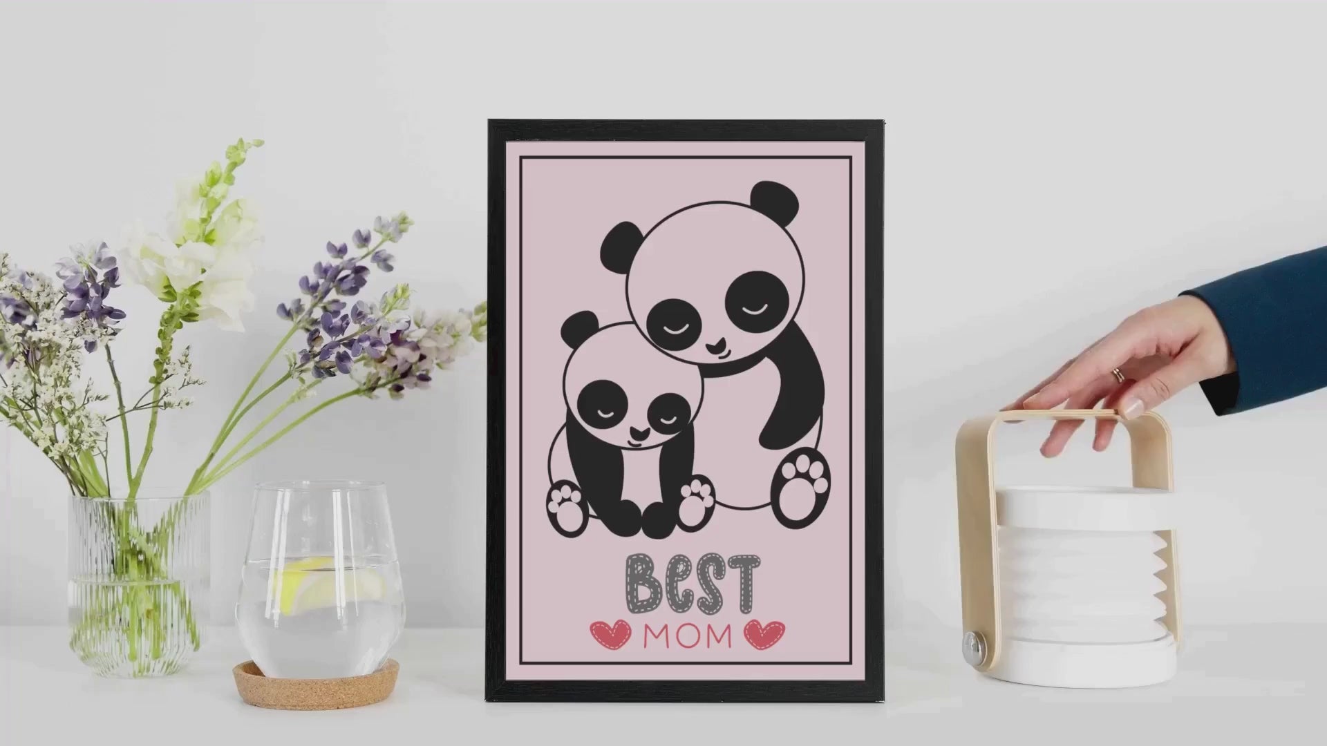 2 Cartoon Panda Wall Art - Blue & Pink Backgrounds for Babies & Kids' Room & Print on Demand