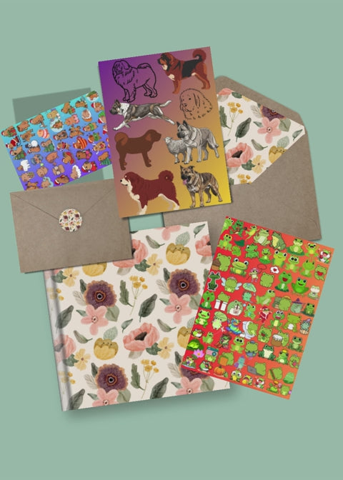 3 Cute Animal Cartoons Bundle - Capybara, Frog & Siberian Dog for Kids' Room & Print on Demand