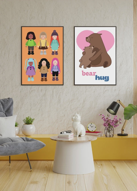 Kids Room Wall Art & Print on Demand- 5 Cute Animal Prints Bundle (Bears, Penguins, Whales, Dinosaurs, Girls)