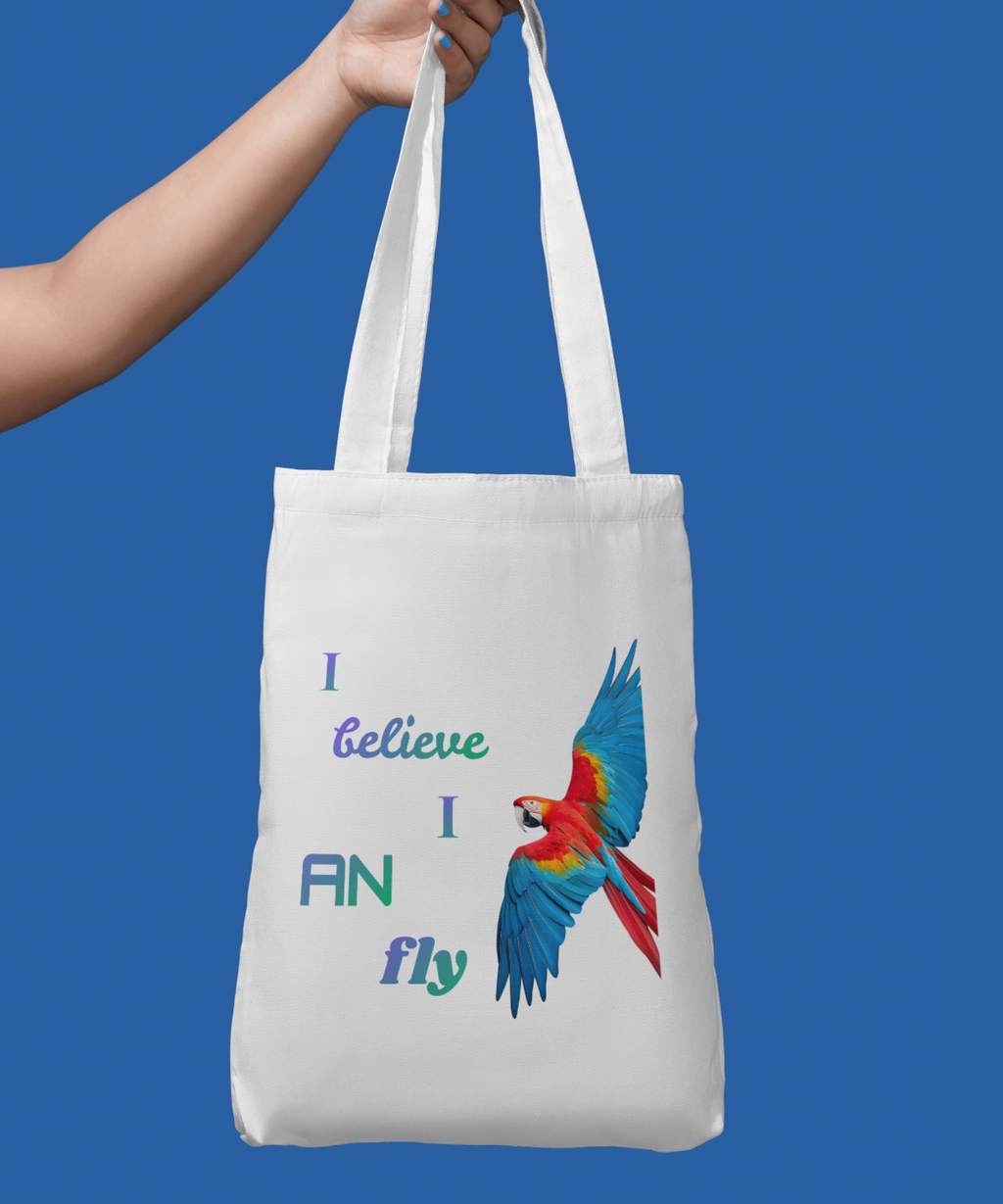 I Believe I Can Fly Parrot Portrait - Digital Wall Art for Kids Room, home Decor & Print on Demand