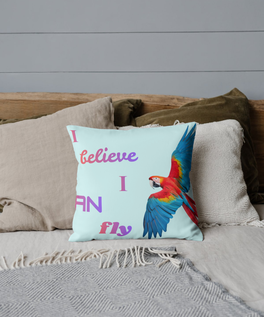 I Believe I Can Fly Parrot Portrait - Digital Wall Art for Kids Room, home Decor & Print on Demand