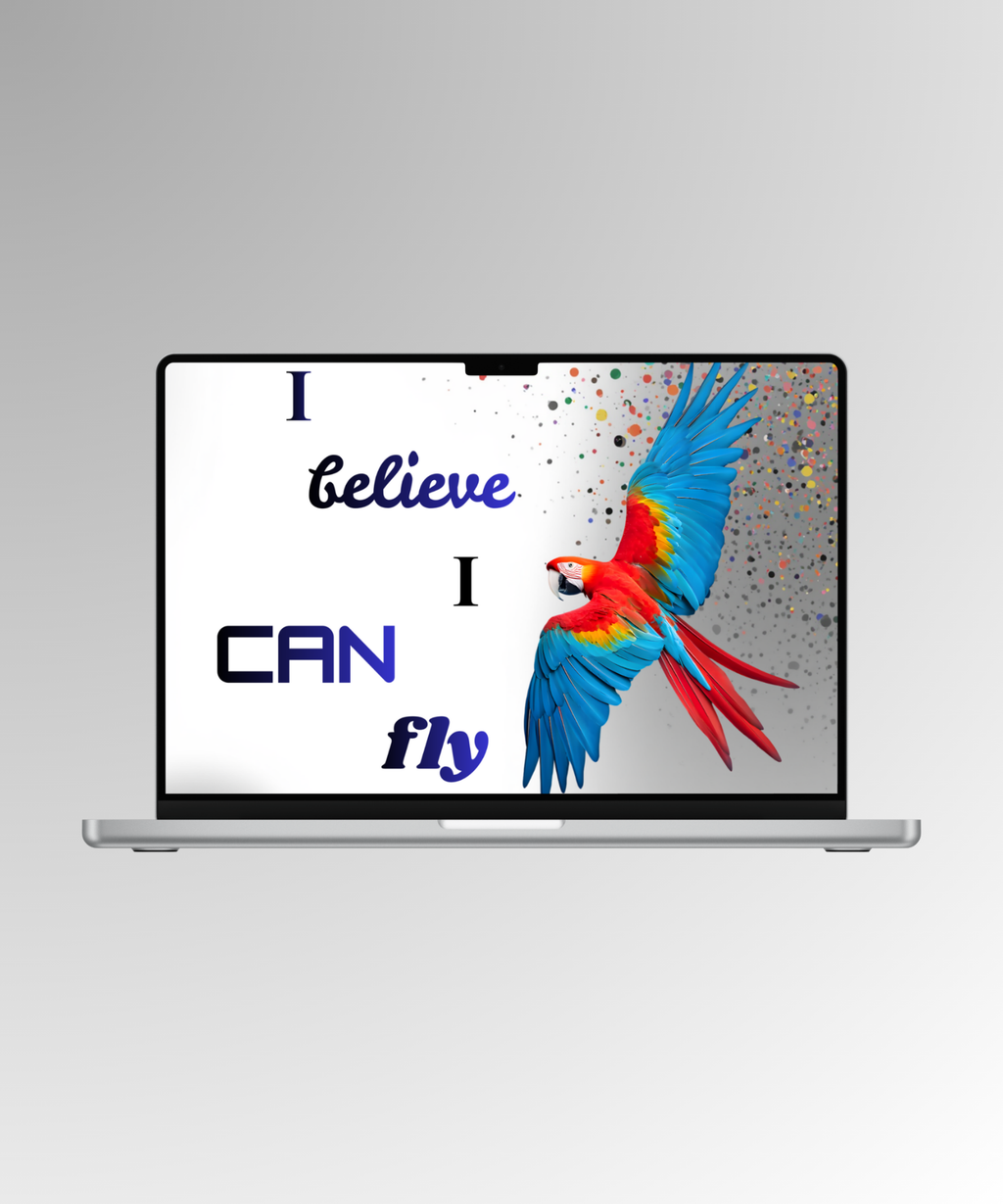 I Believe I Can Fly Parrot Portrait - Digital Wall Art for Kids Room, home Decor & Print on Demand