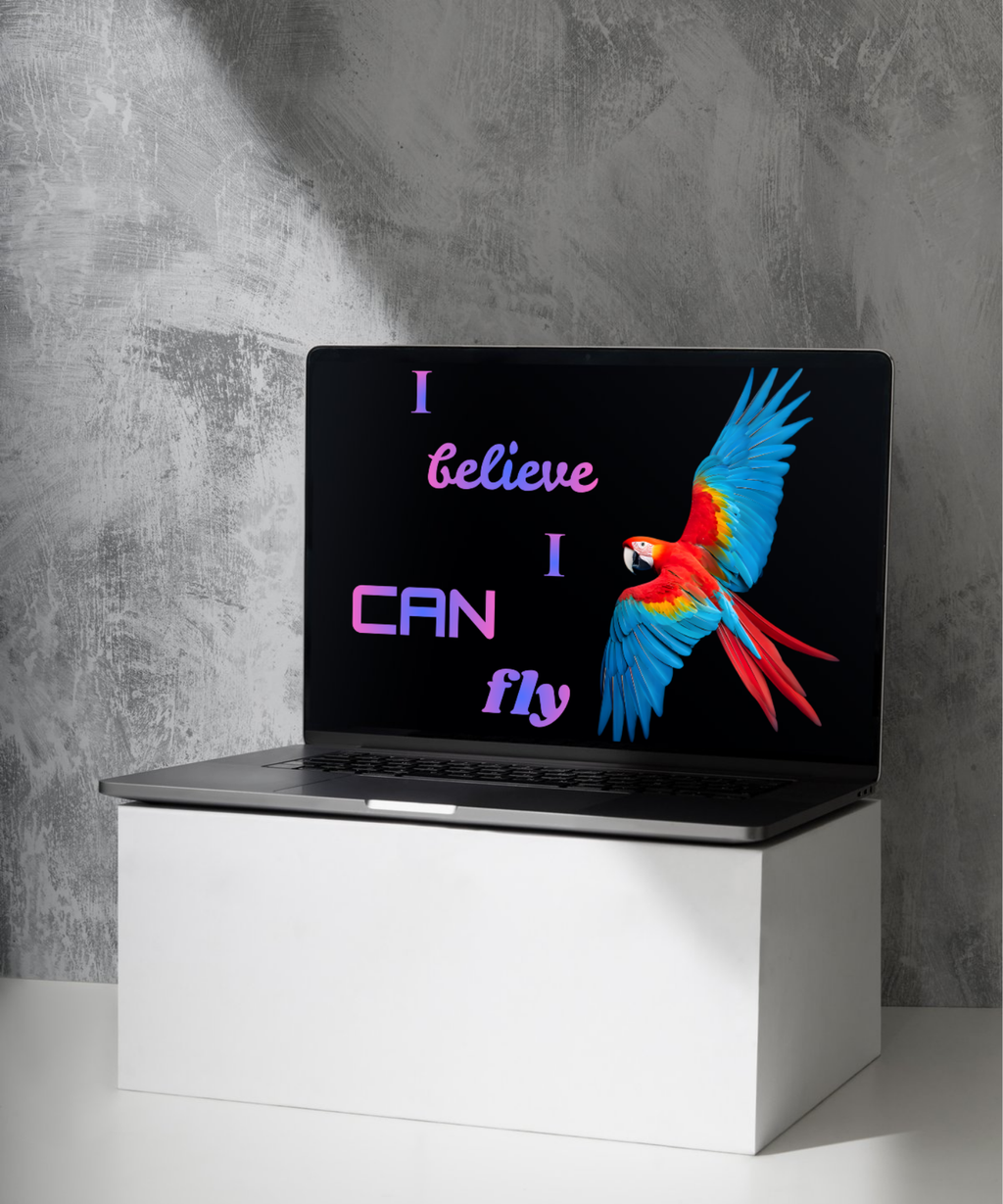 I Believe I Can Fly Parrot Portrait - Digital Wall Art for Kids Room, home Decor & Print on Demand