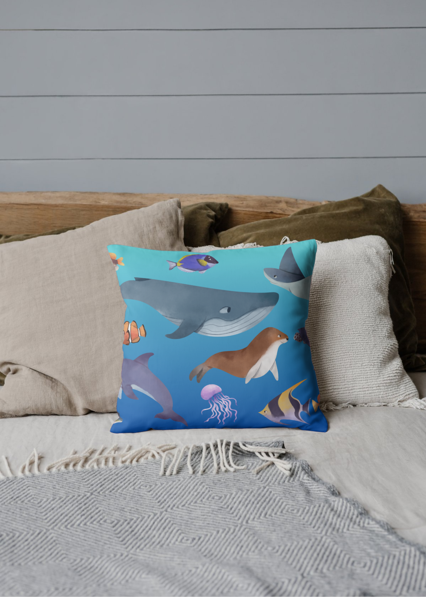 3 Sea Creatures Wall Art - Kids Room & Nursery - Print on Demand - Instant Download