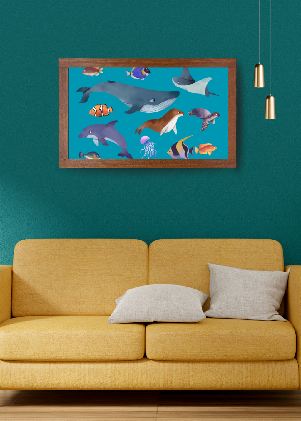 3 Sea Creatures Wall Art - Kids Room & Nursery - Print on Demand - Instant Download