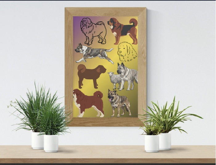 3 Cute Animal Cartoons Bundle - Capybara, Frog & Siberian Dog for Kids' Room & Print on Demand