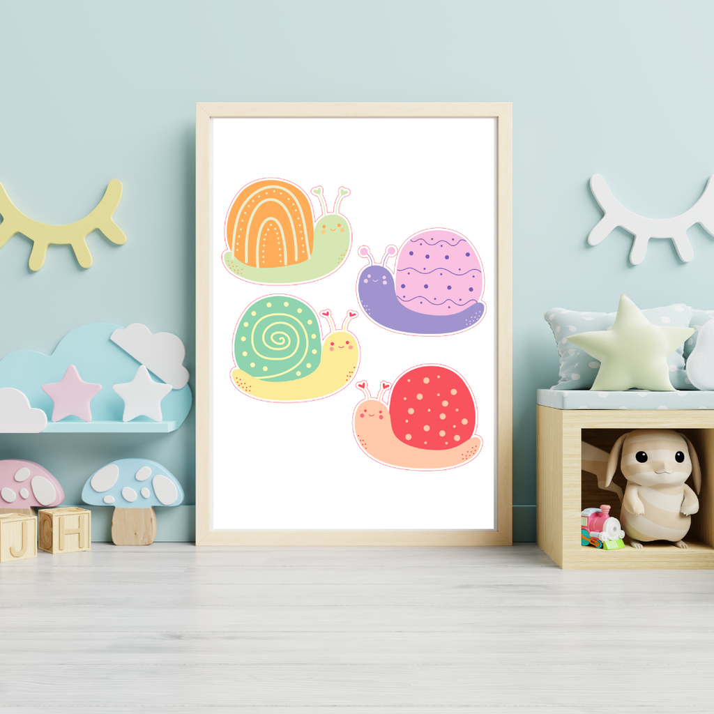 Snail Cartoon Wall Art for Nursery & Kids Room - Digital Print