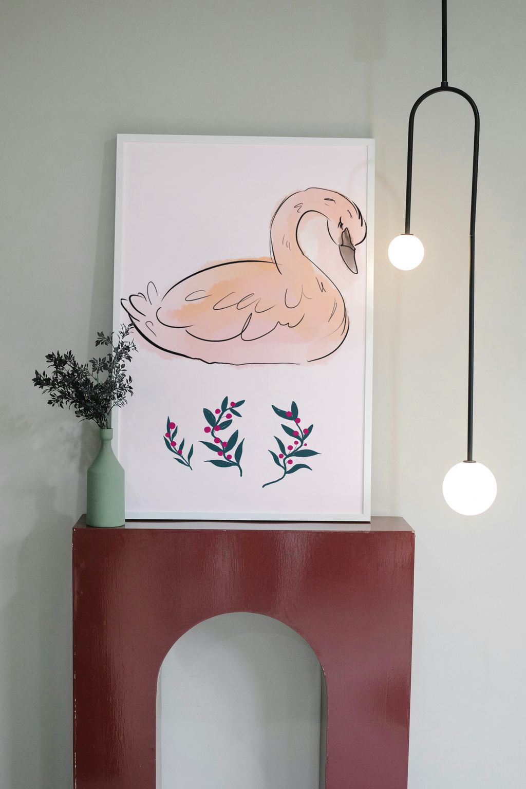 Watercolor Swan Portrait - Printable Nursery Wall Art for Kids Room & Print on Demand