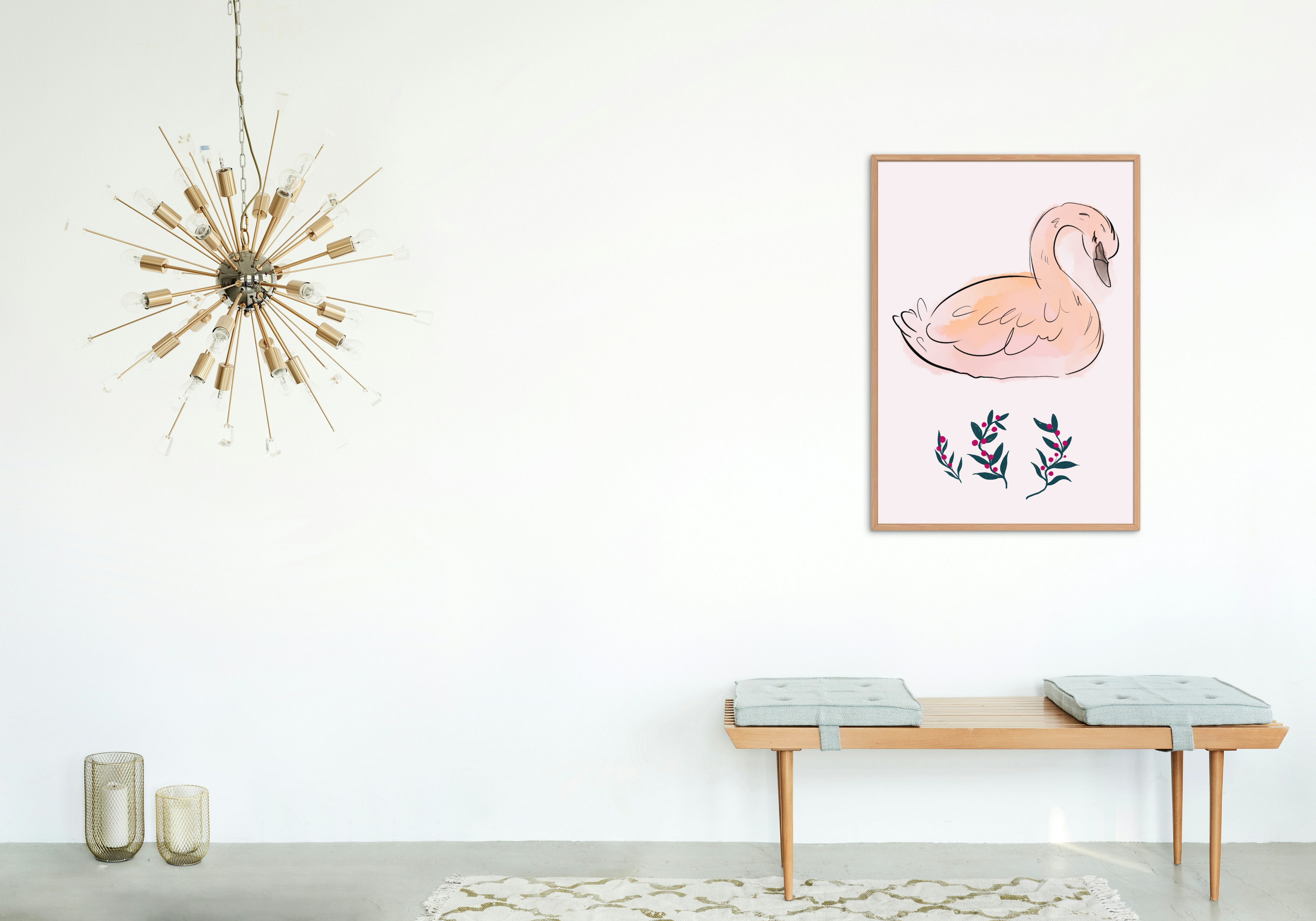 Watercolor Swan Portrait - Printable Nursery Wall Art for Kids Room & Print on Demand
