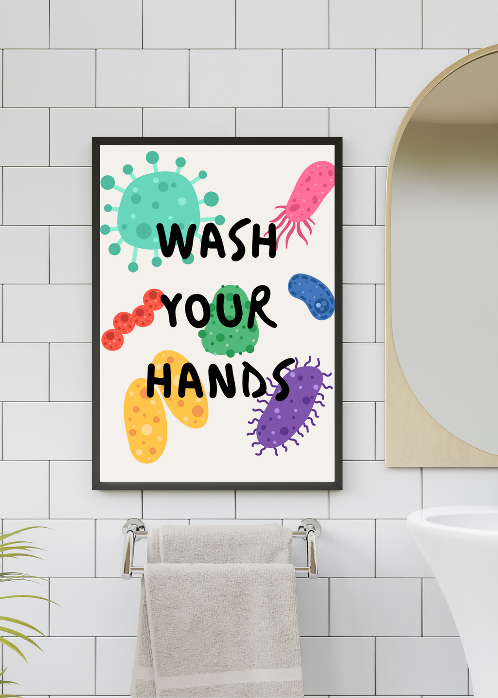 19 Wash Your Hands Wall Art Bundle - 5 Sizes for Bathroom, Kids Room & Print on Demand