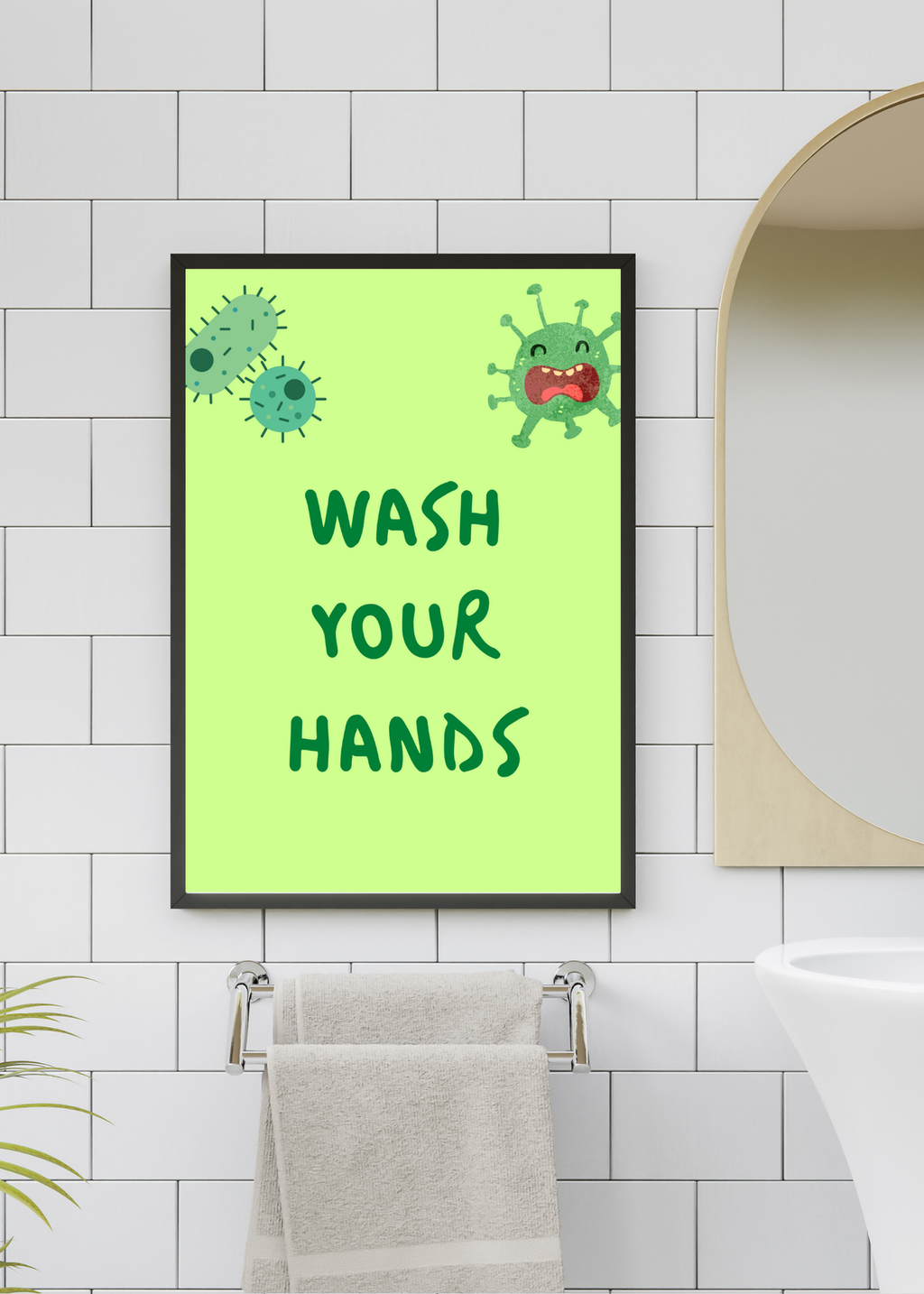 19 Wash Your Hands Wall Art Bundle - 5 Sizes for Bathroom, Kids Room & Print on Demand
