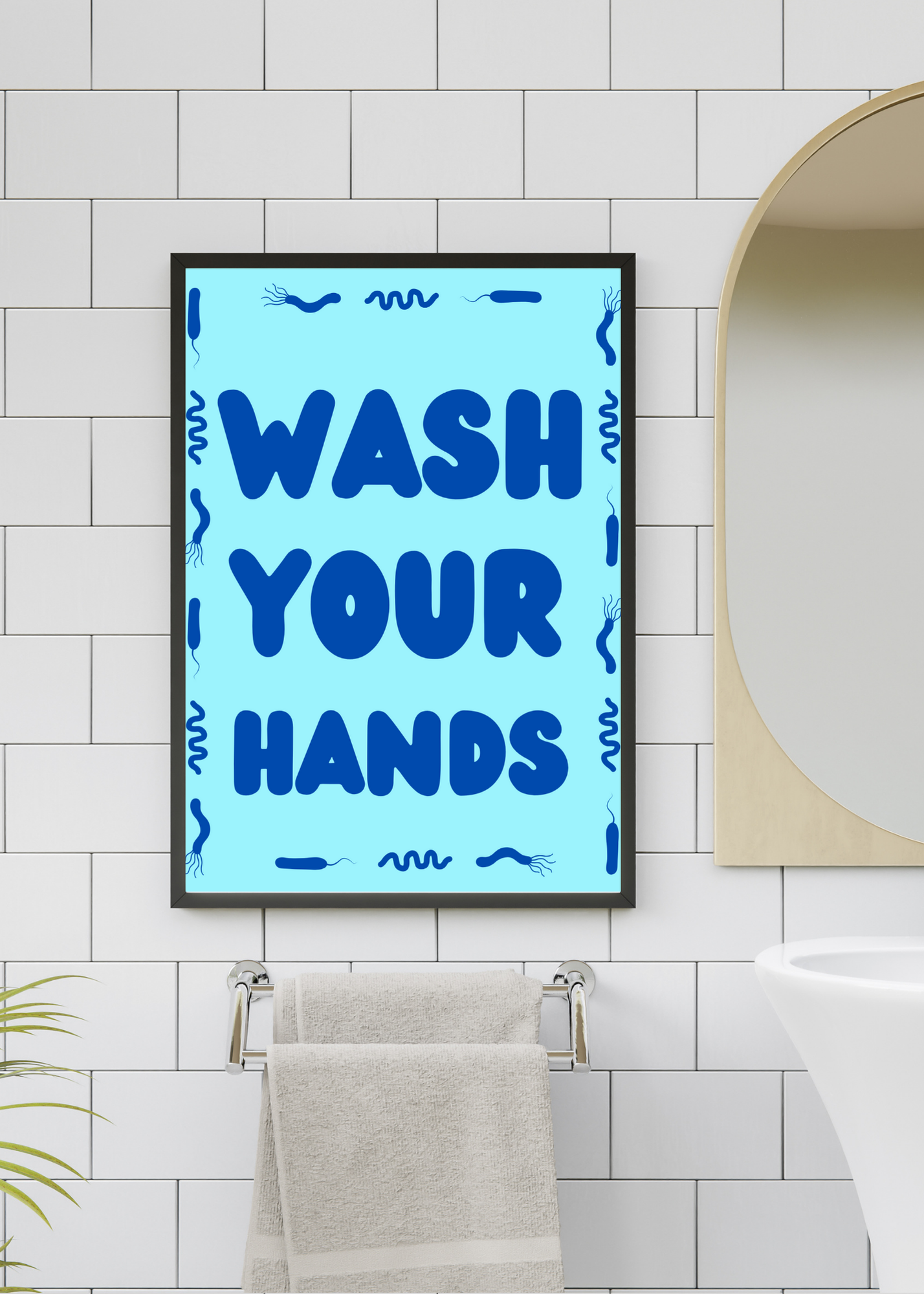 19 Wash Your Hands Wall Art Bundle - 5 Sizes for Bathroom, Kids Room & Print on Demand